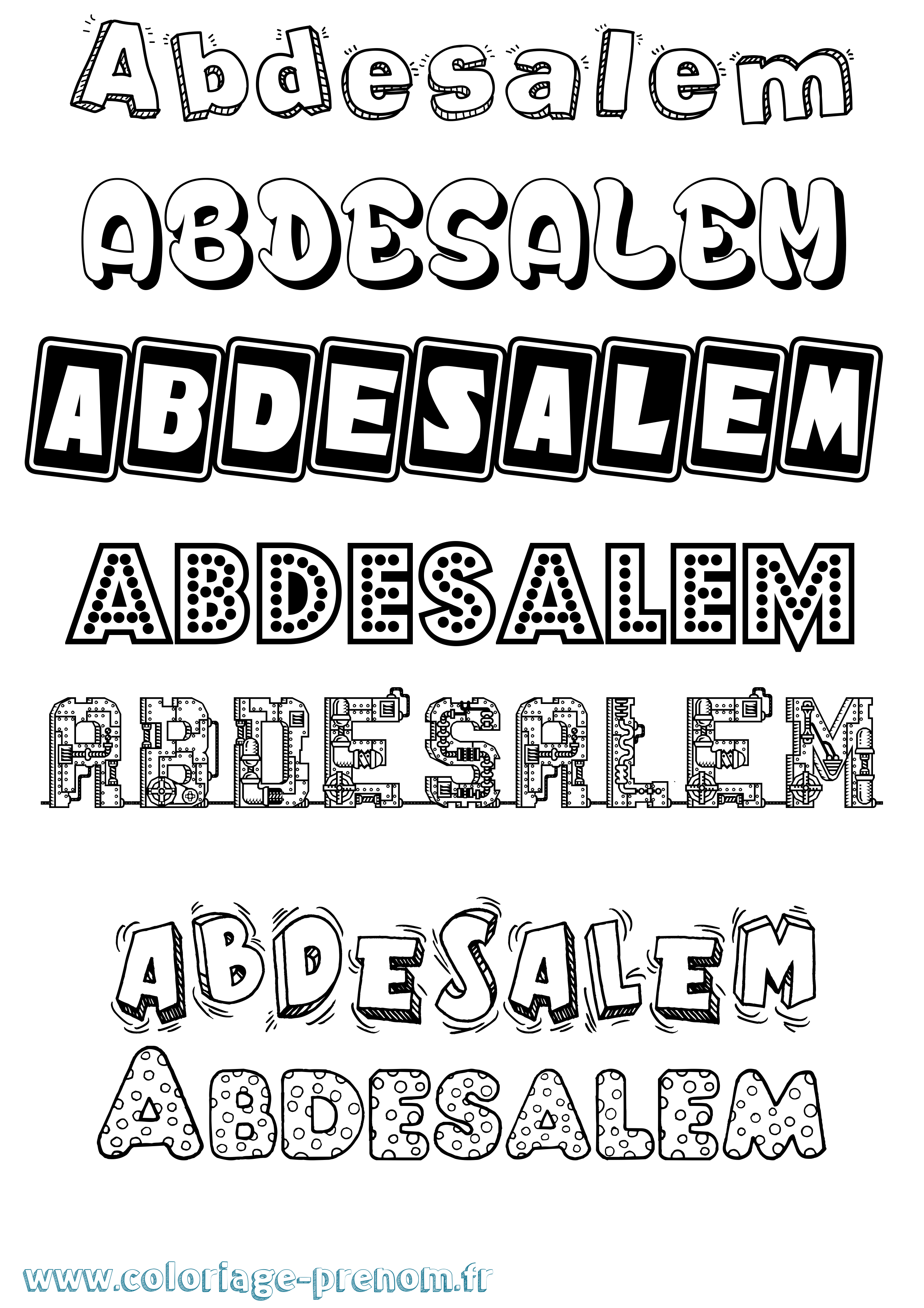 Coloriage prénom Abdesalem Fun