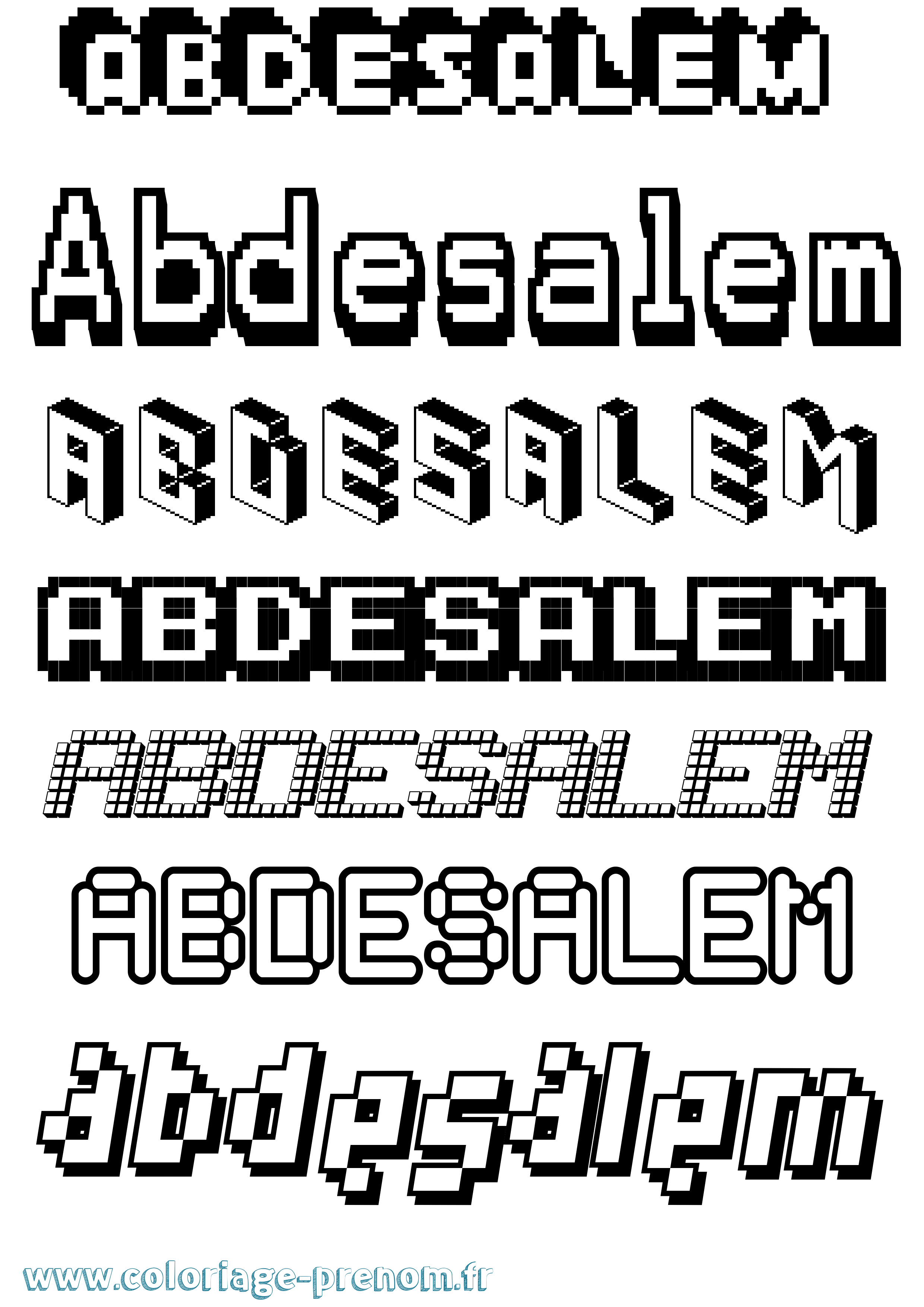 Coloriage prénom Abdesalem Pixel