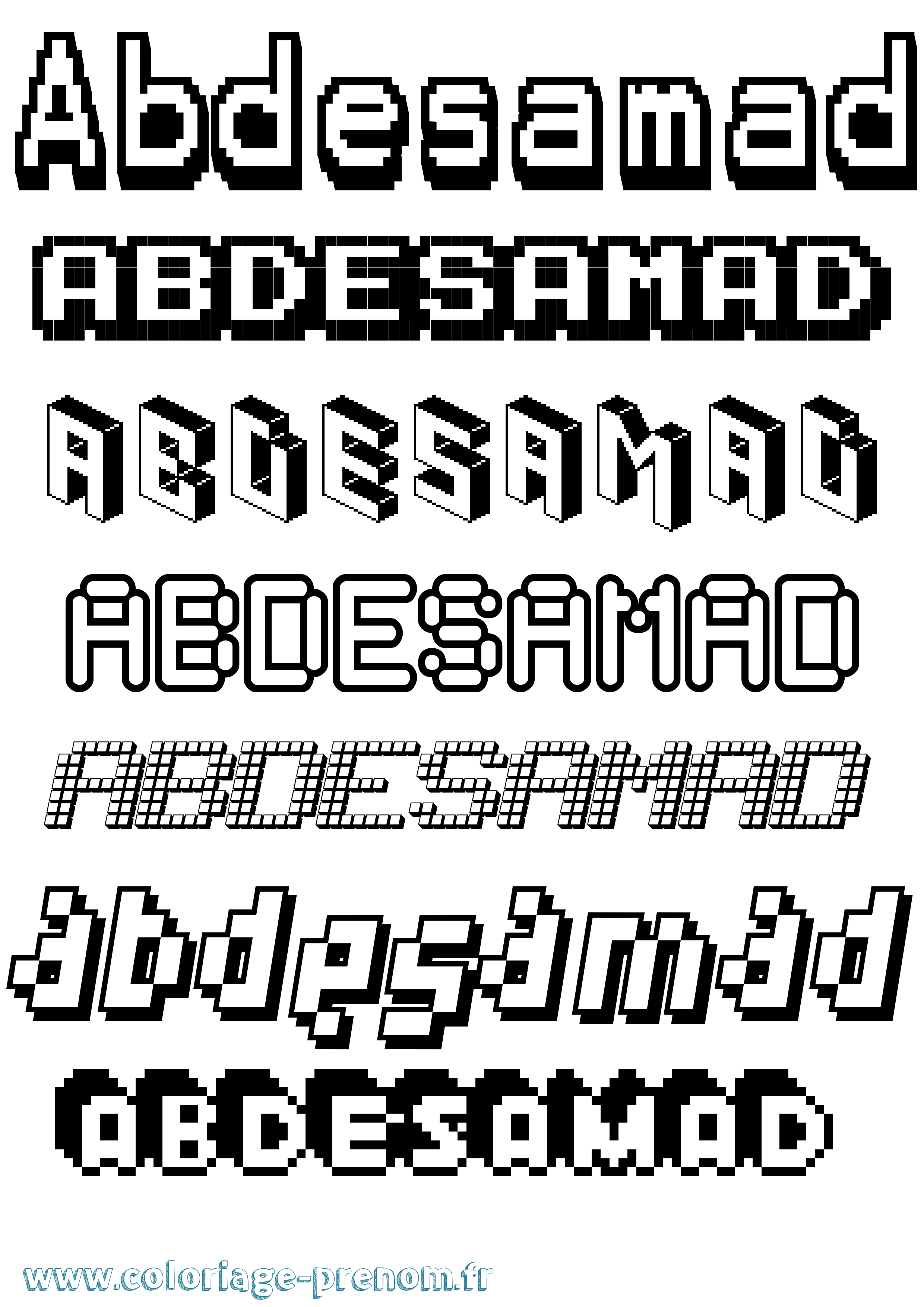 Coloriage prénom Abdesamad Pixel