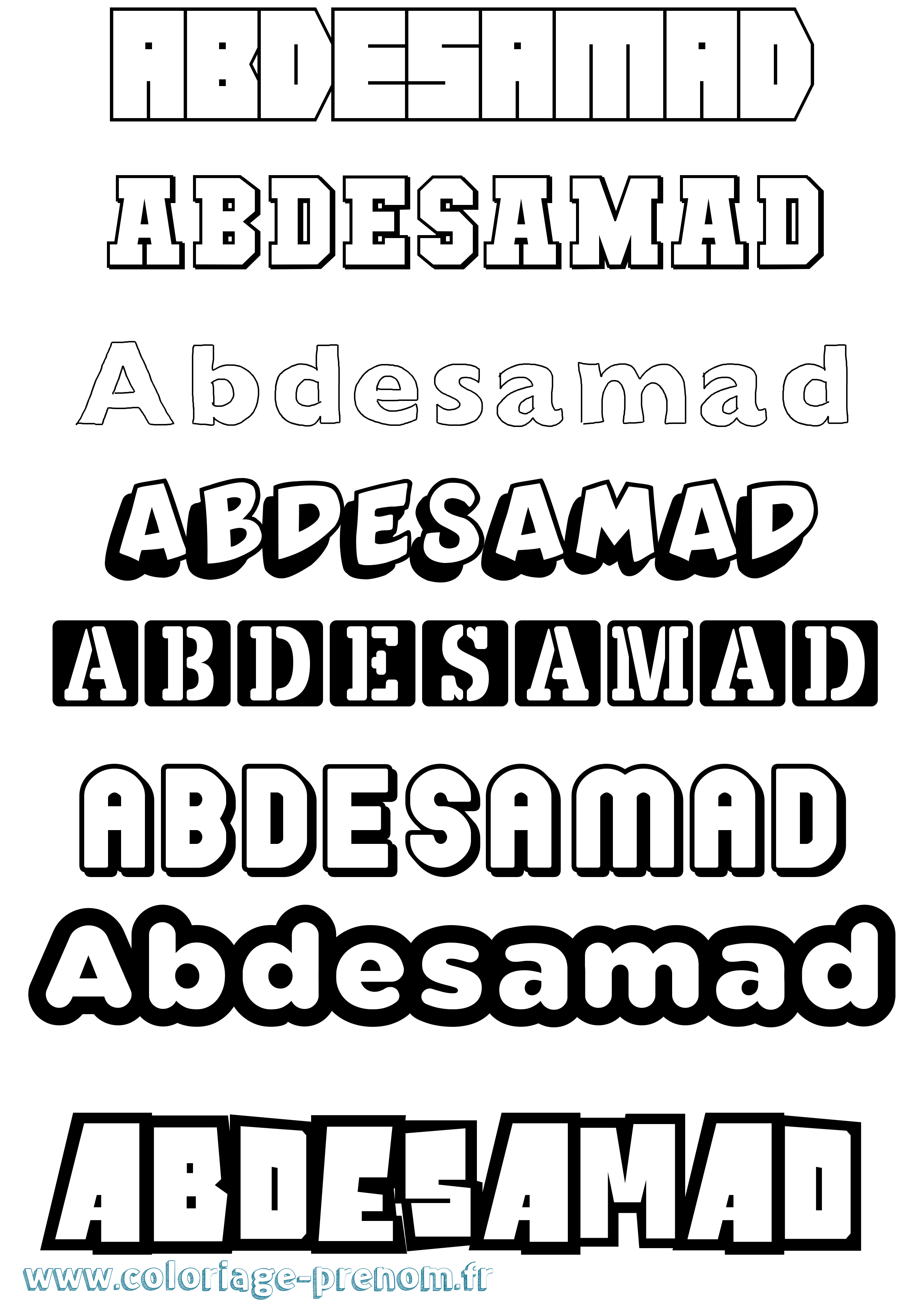 Coloriage prénom Abdesamad Simple