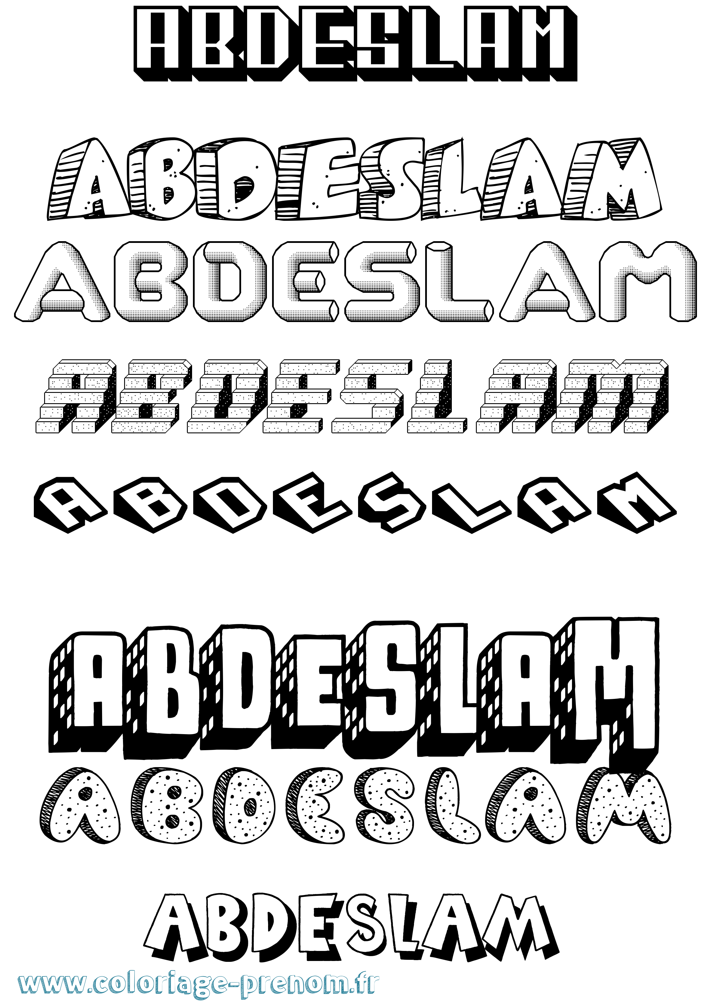 Coloriage prénom Abdeslam Effet 3D
