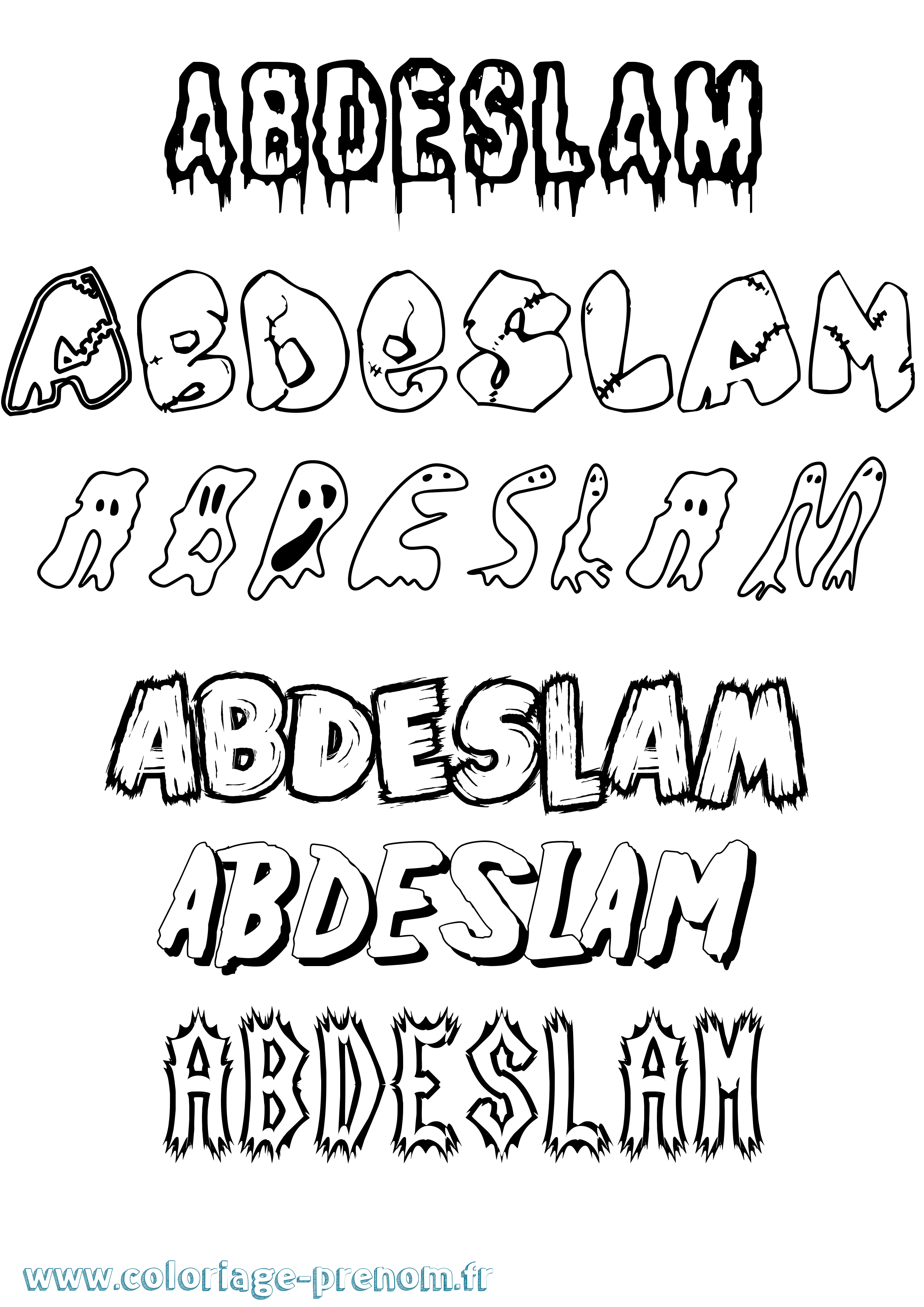 Coloriage prénom Abdeslam Frisson