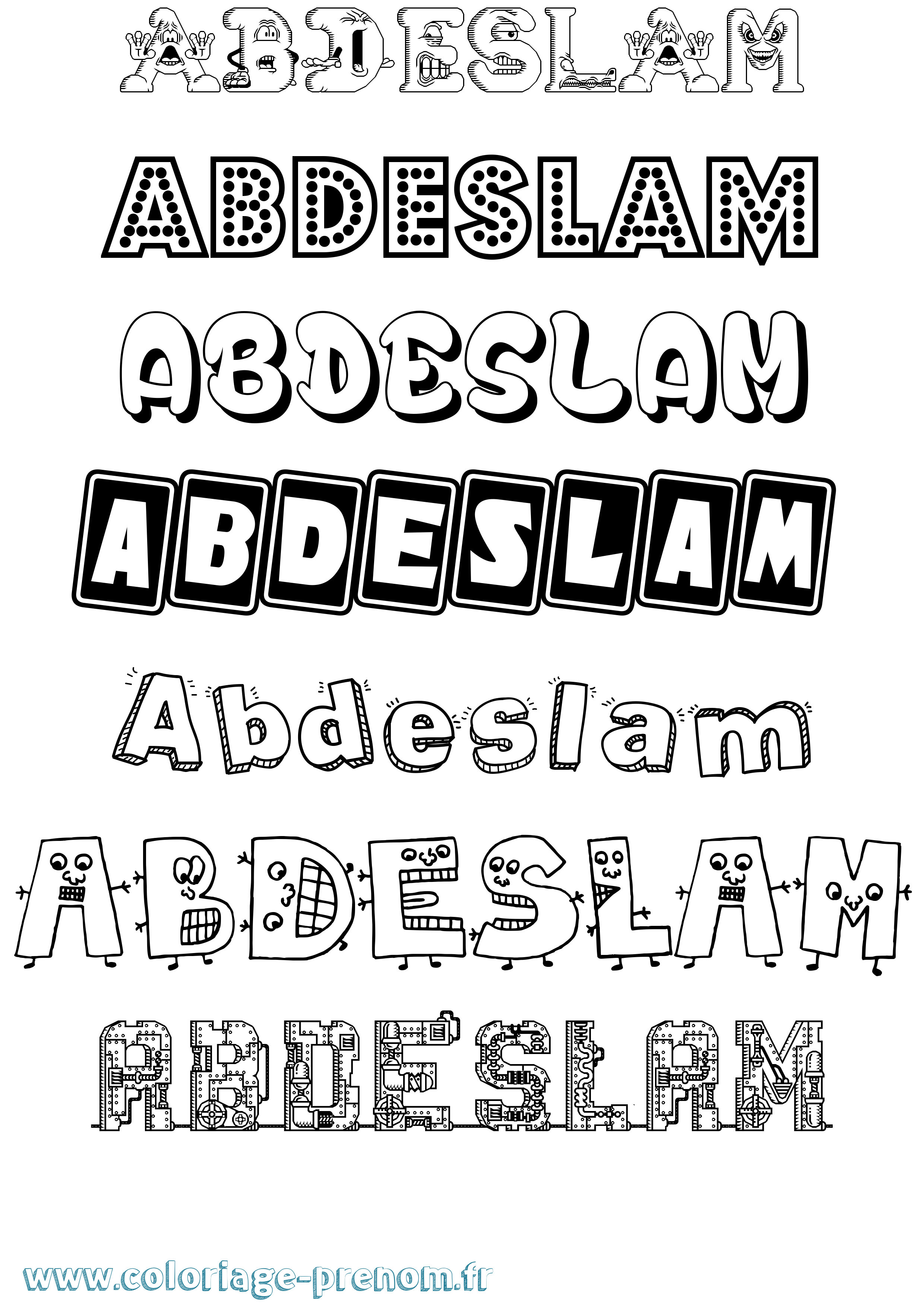 Coloriage prénom Abdeslam Fun