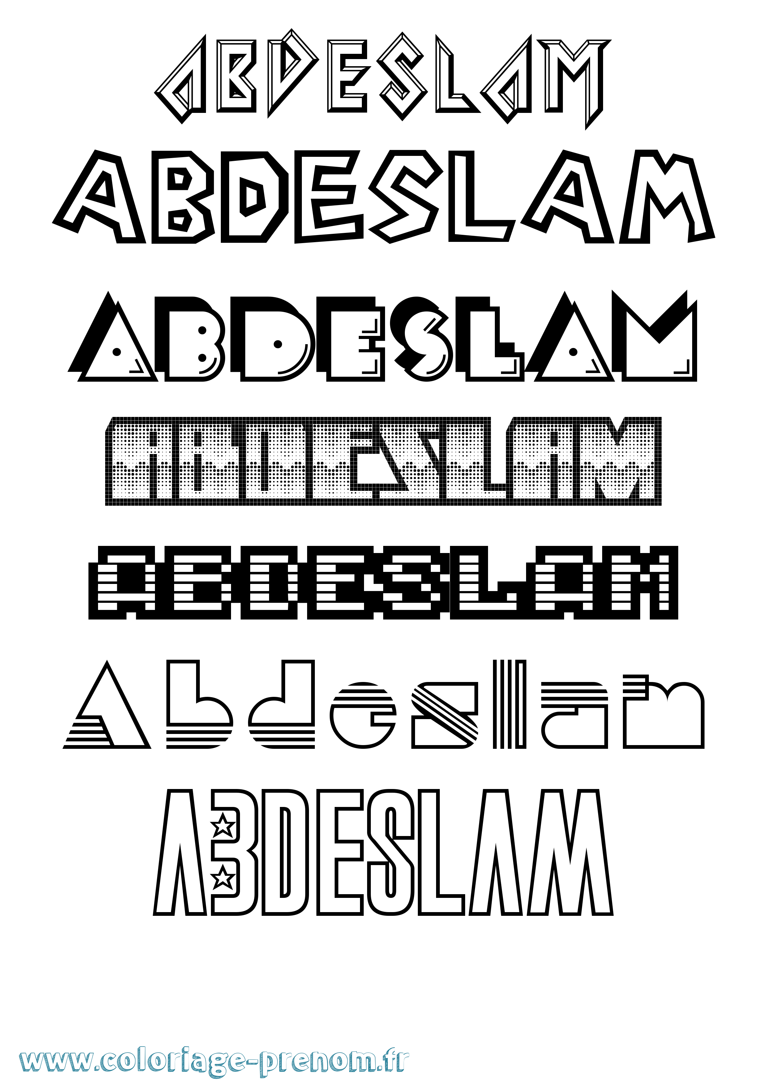 Coloriage prénom Abdeslam Jeux Vidéos