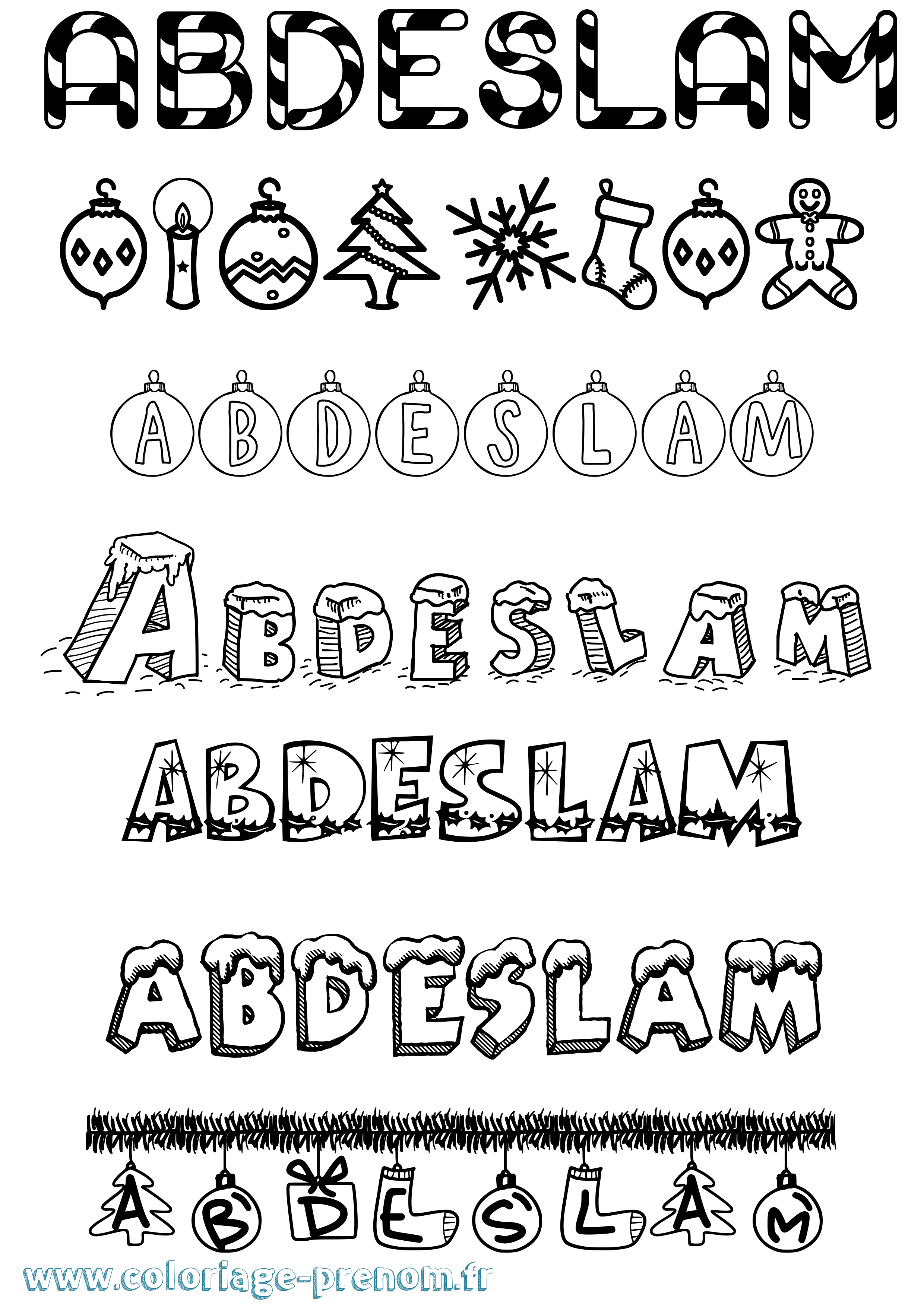 Coloriage prénom Abdeslam Noël