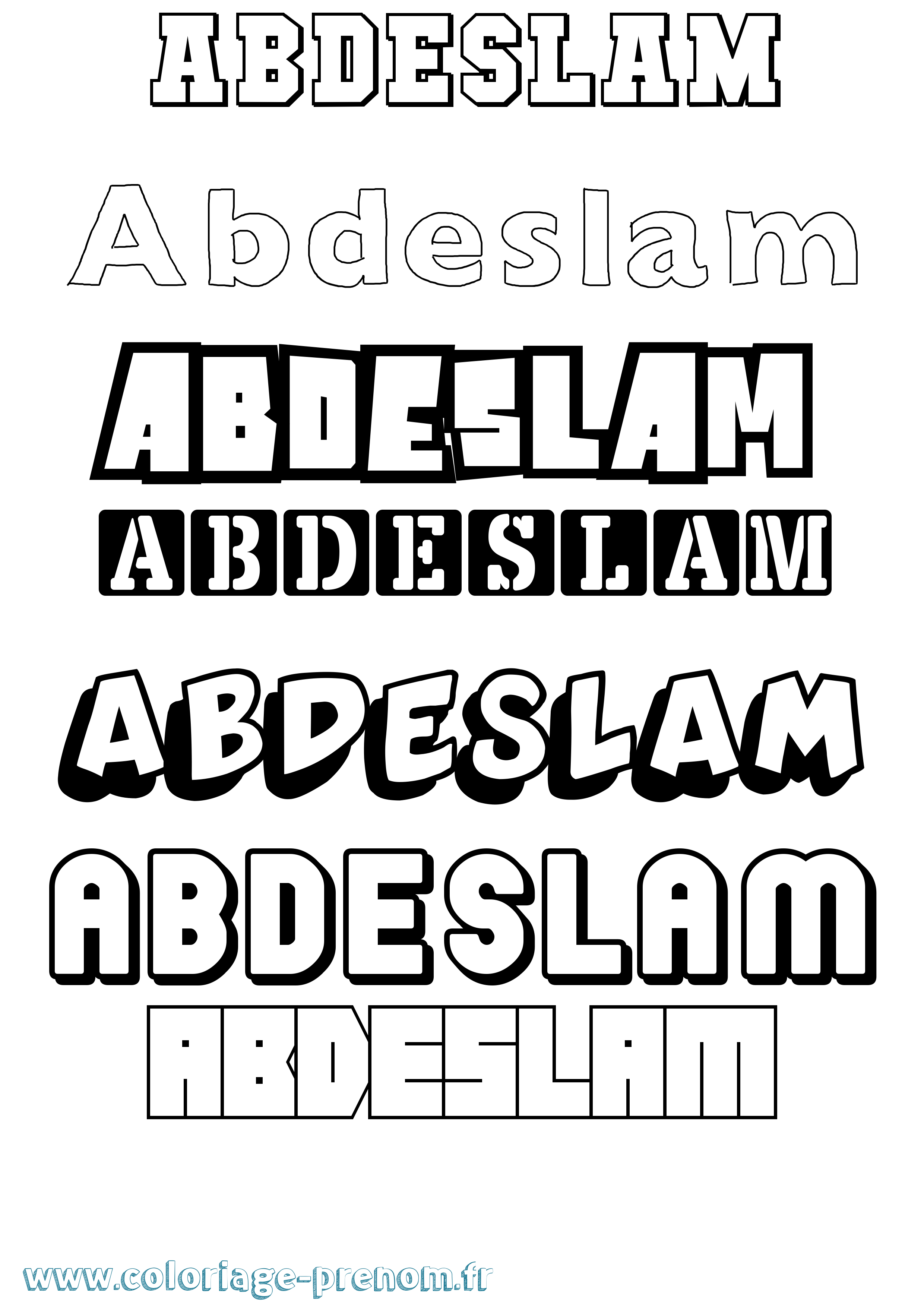 Coloriage prénom Abdeslam Simple