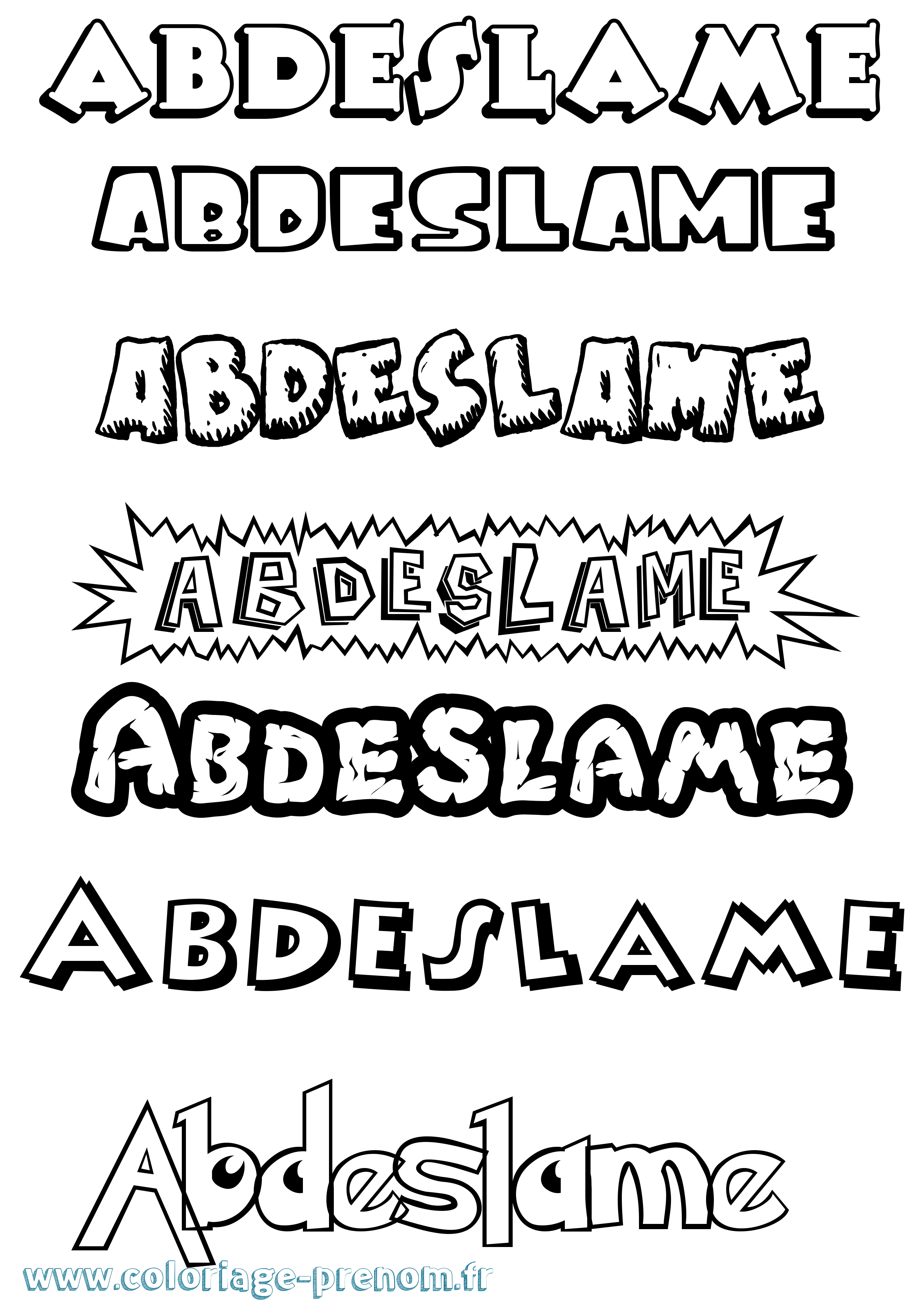 Coloriage prénom Abdeslame Dessin Animé