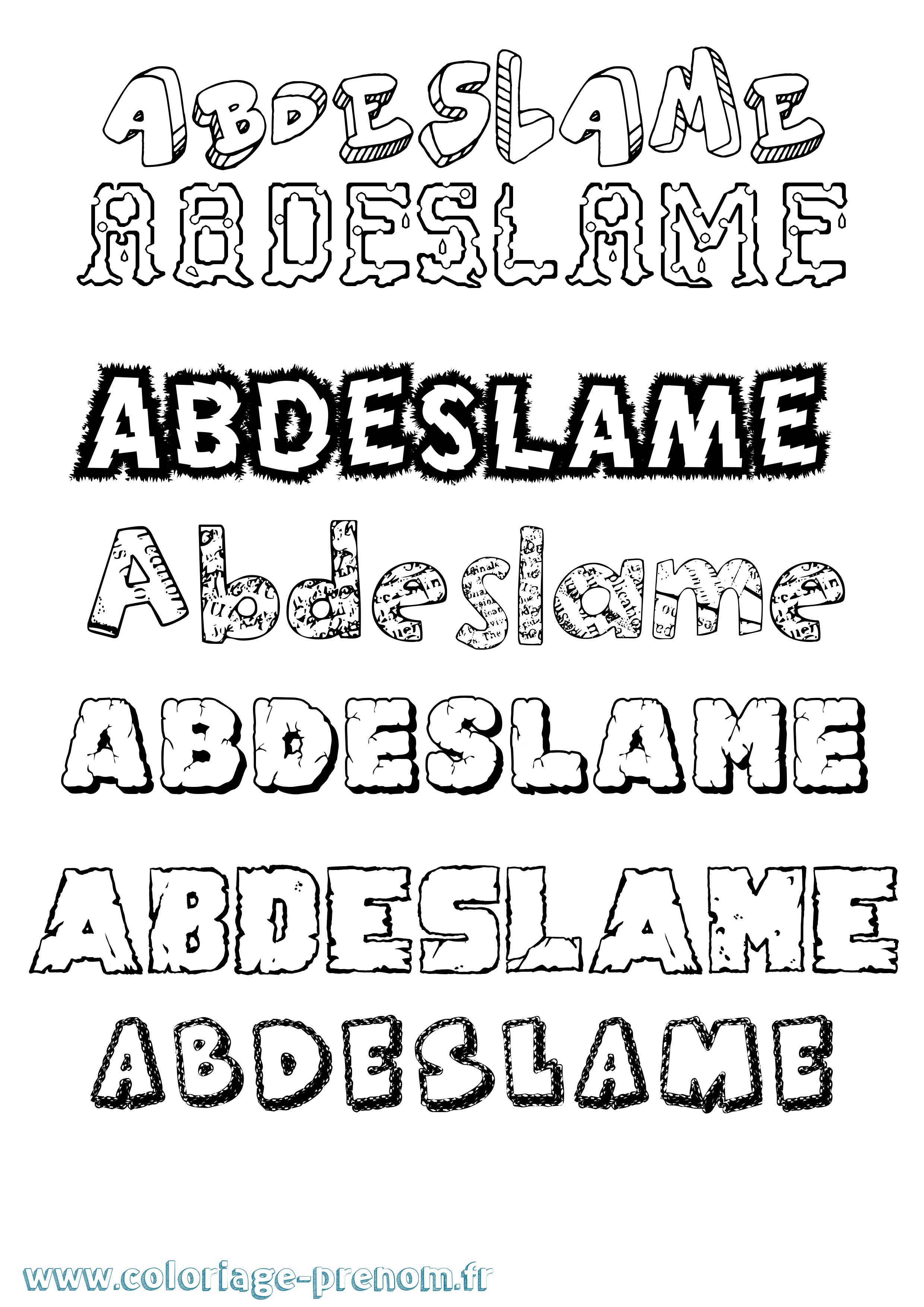 Coloriage prénom Abdeslame Destructuré
