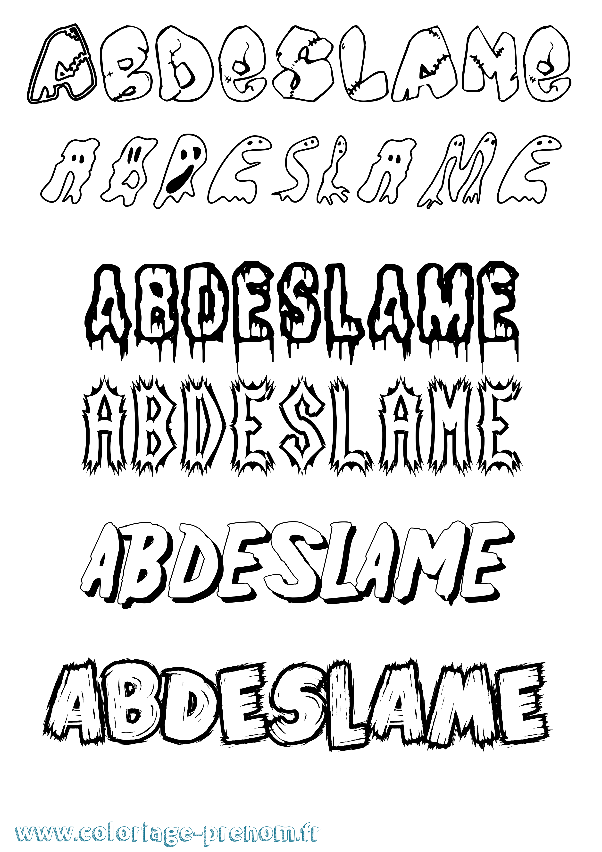 Coloriage prénom Abdeslame Frisson