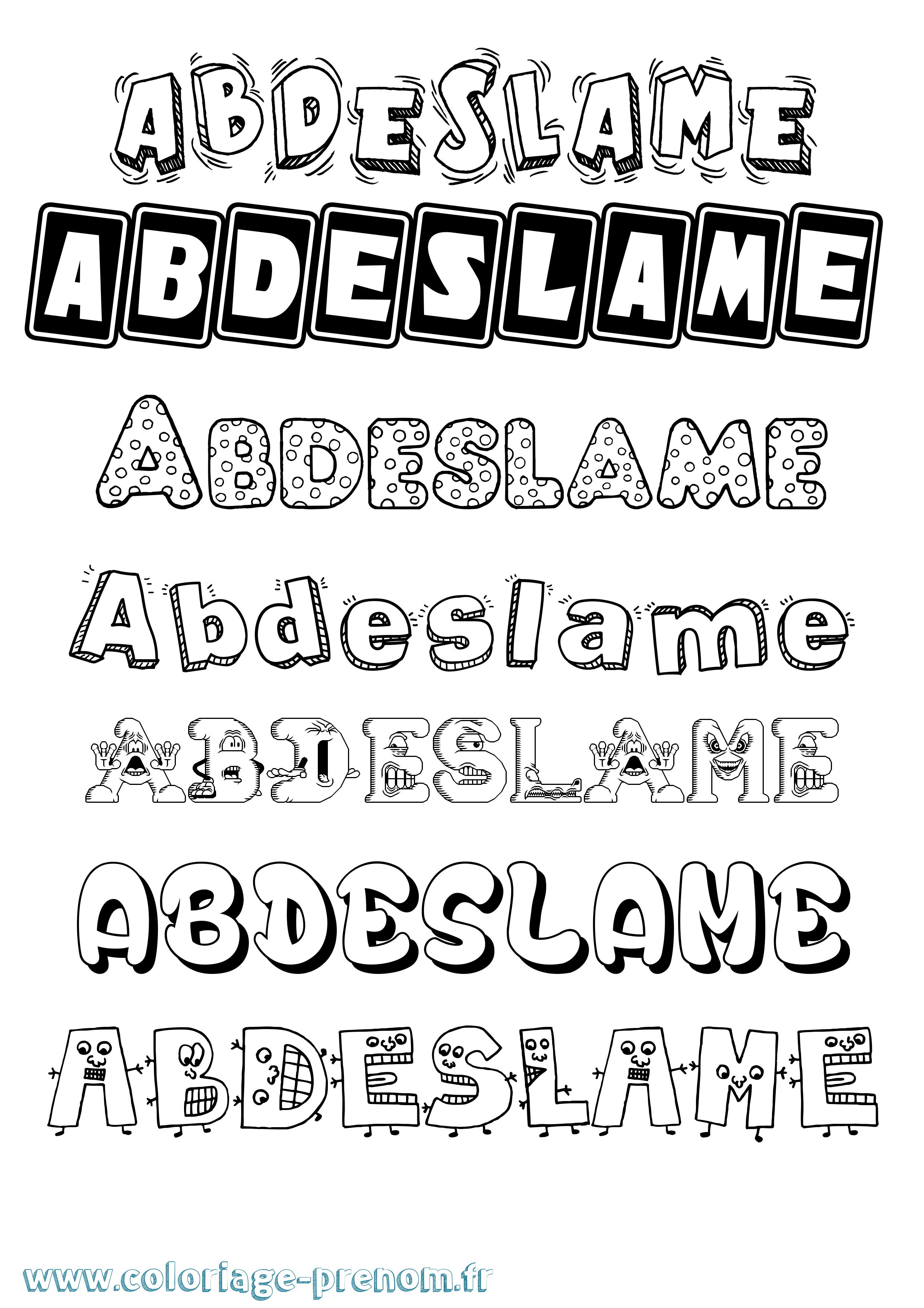 Coloriage prénom Abdeslame Fun