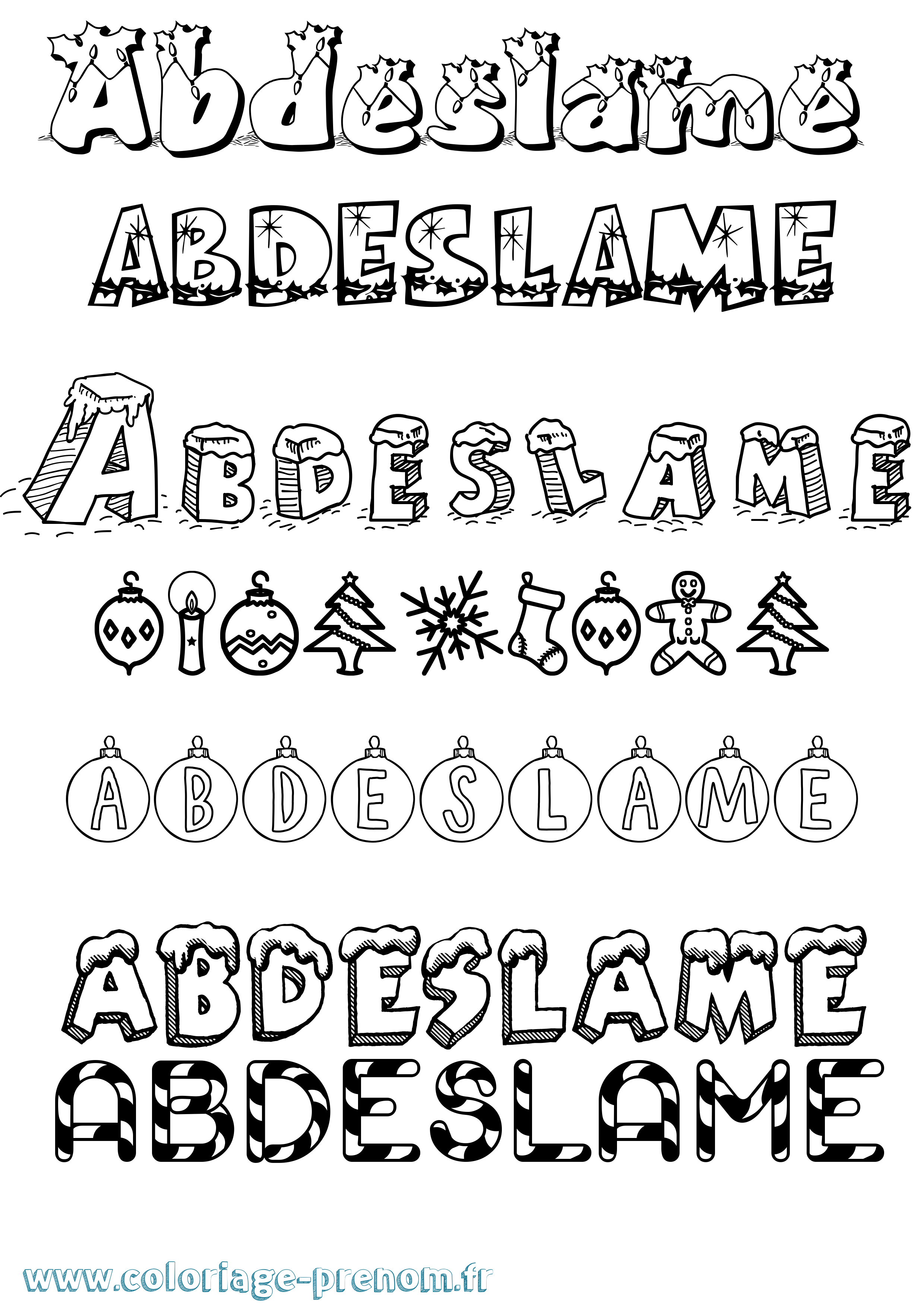 Coloriage prénom Abdeslame Noël