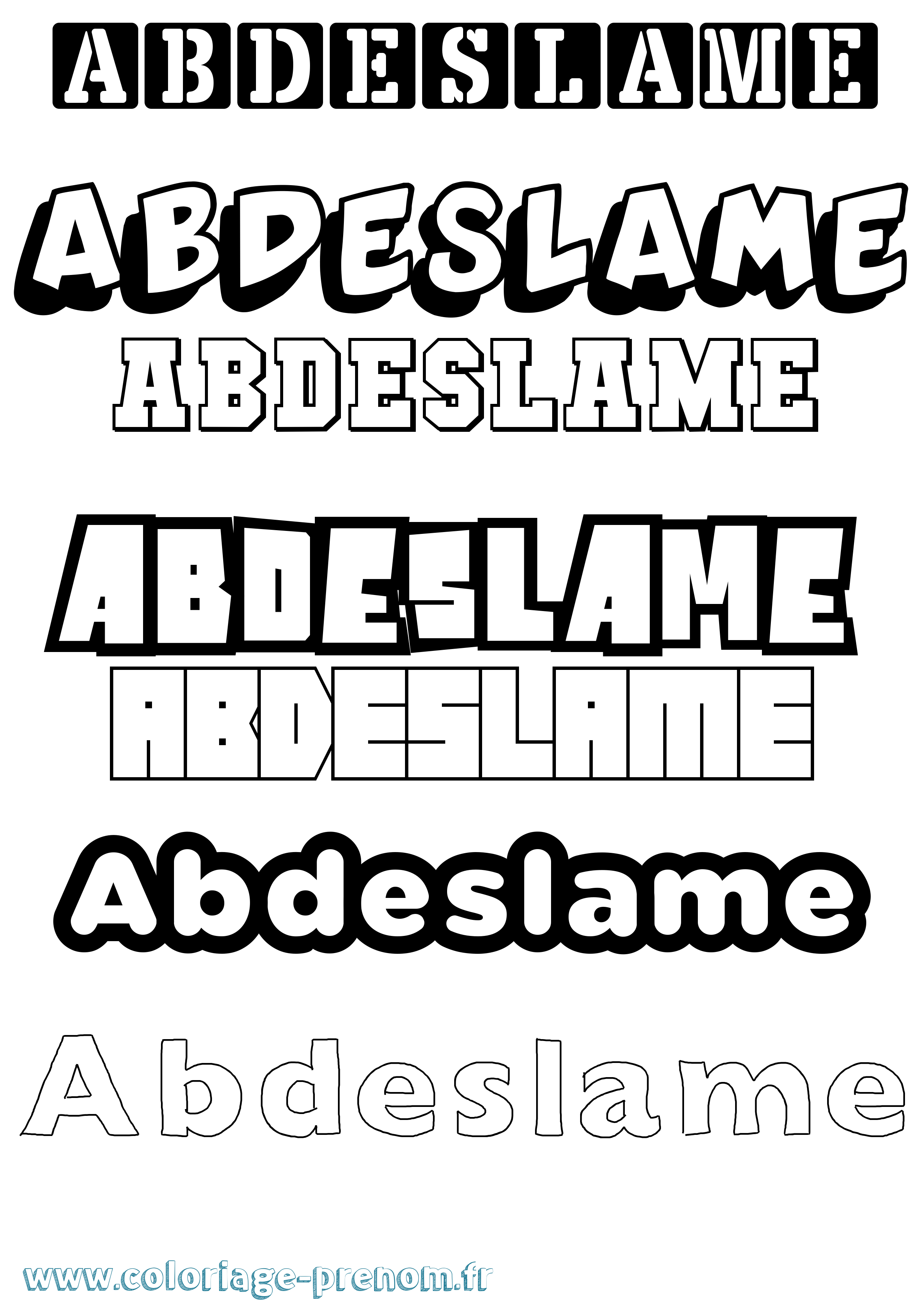 Coloriage prénom Abdeslame Simple