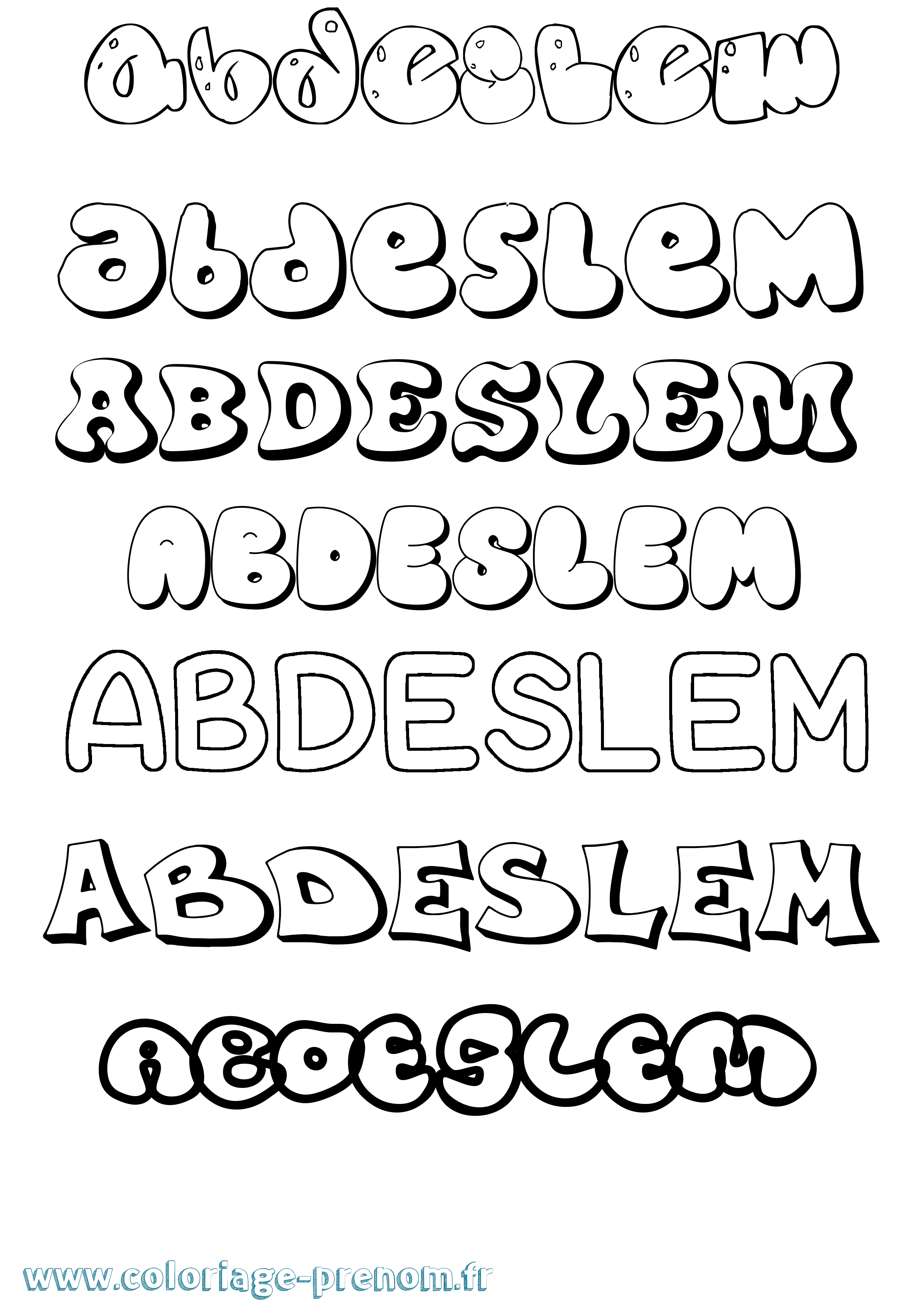 Coloriage Abdeslem Bubble Coloriage prénom Abdeslem Bubble