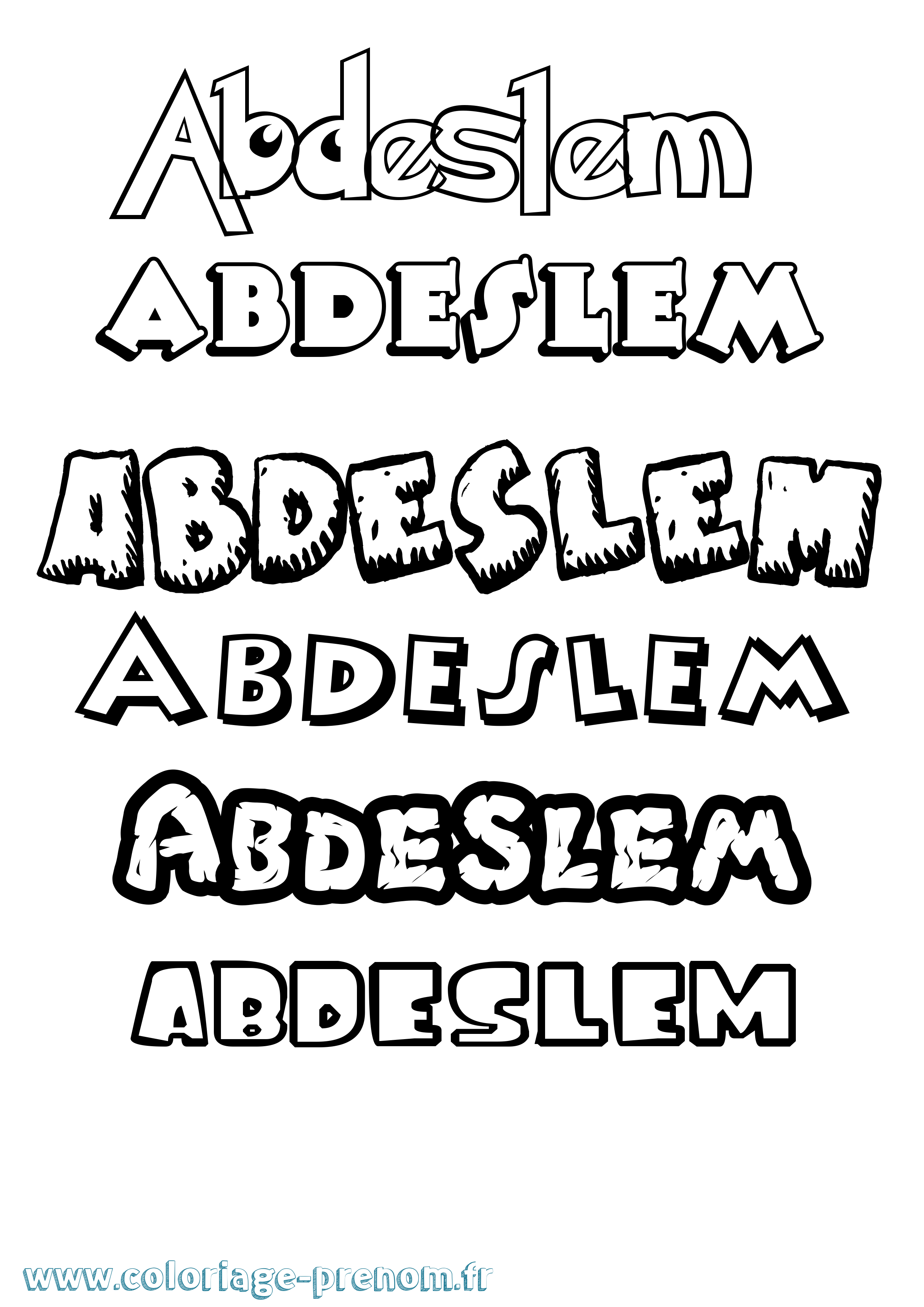 Coloriage Abdeslem Dessin Animé Coloriage prénom Abdeslem Dessin Animé