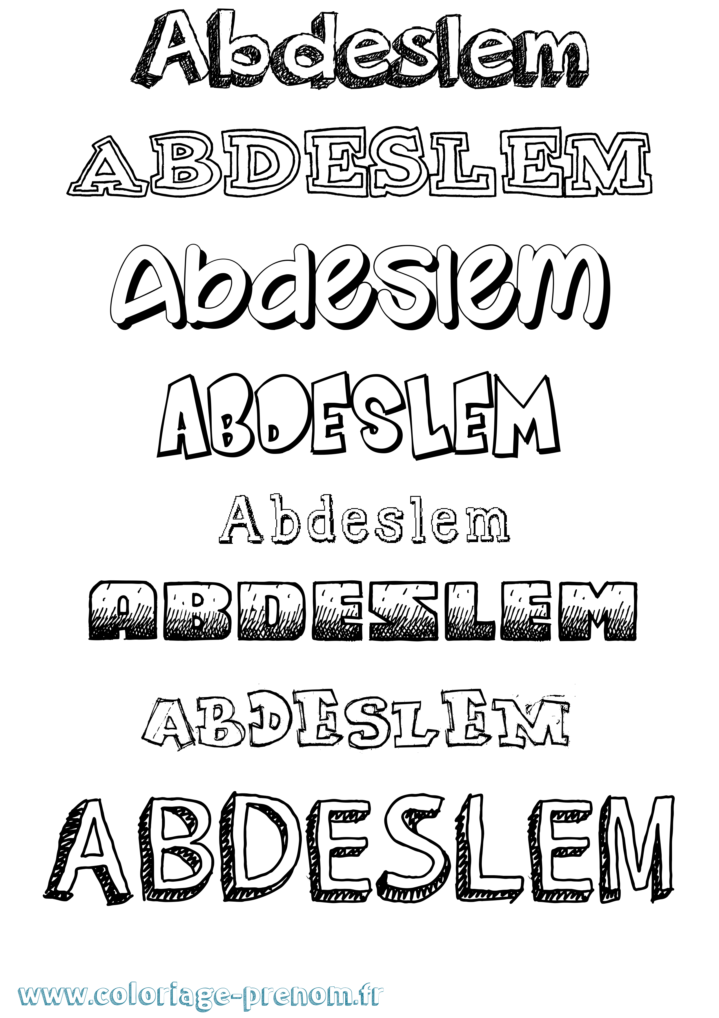 Coloriage Abdeslem Dessiné Coloriage prénom Abdeslem Dessiné