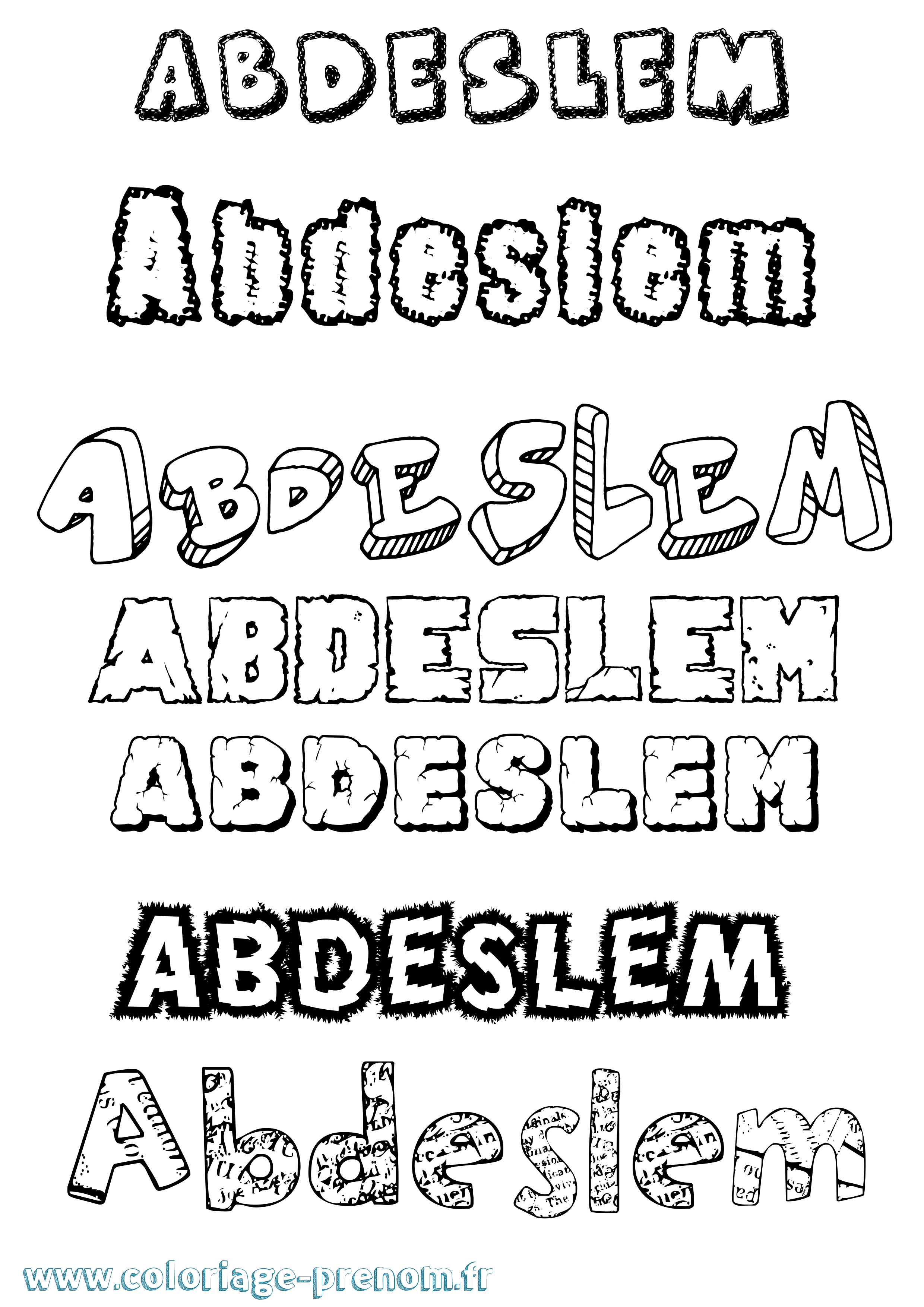Coloriage prénom Abdeslem Destructuré