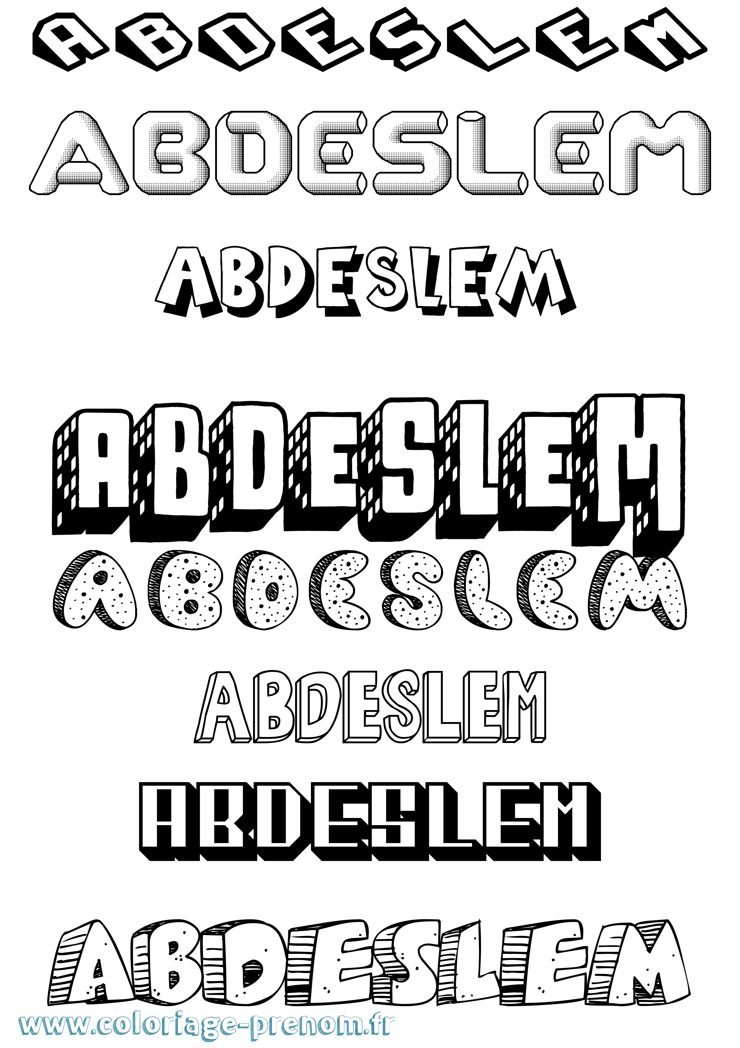 Coloriage prénom Abdeslem Effet 3D