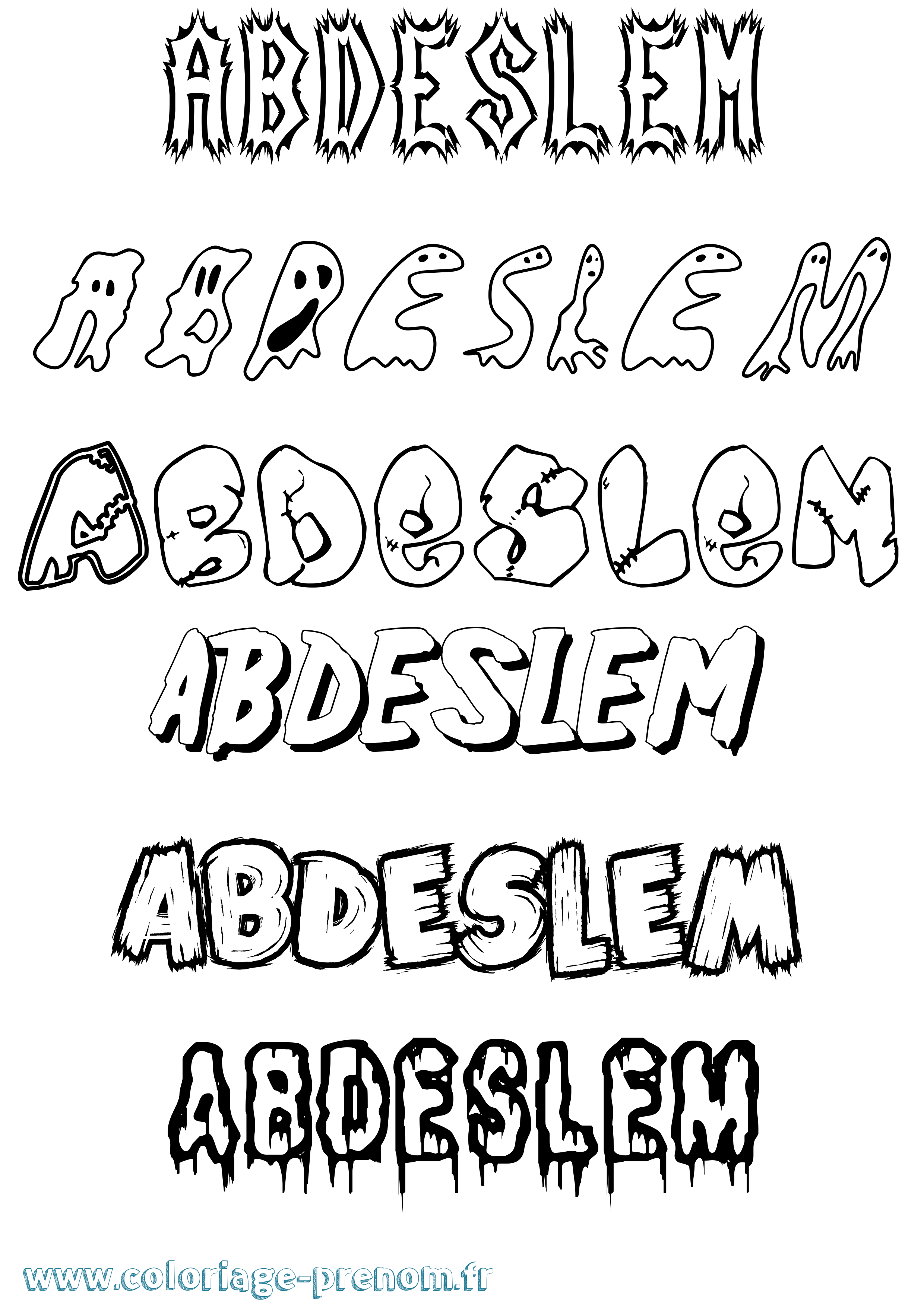 Coloriage prénom Abdeslem Frisson