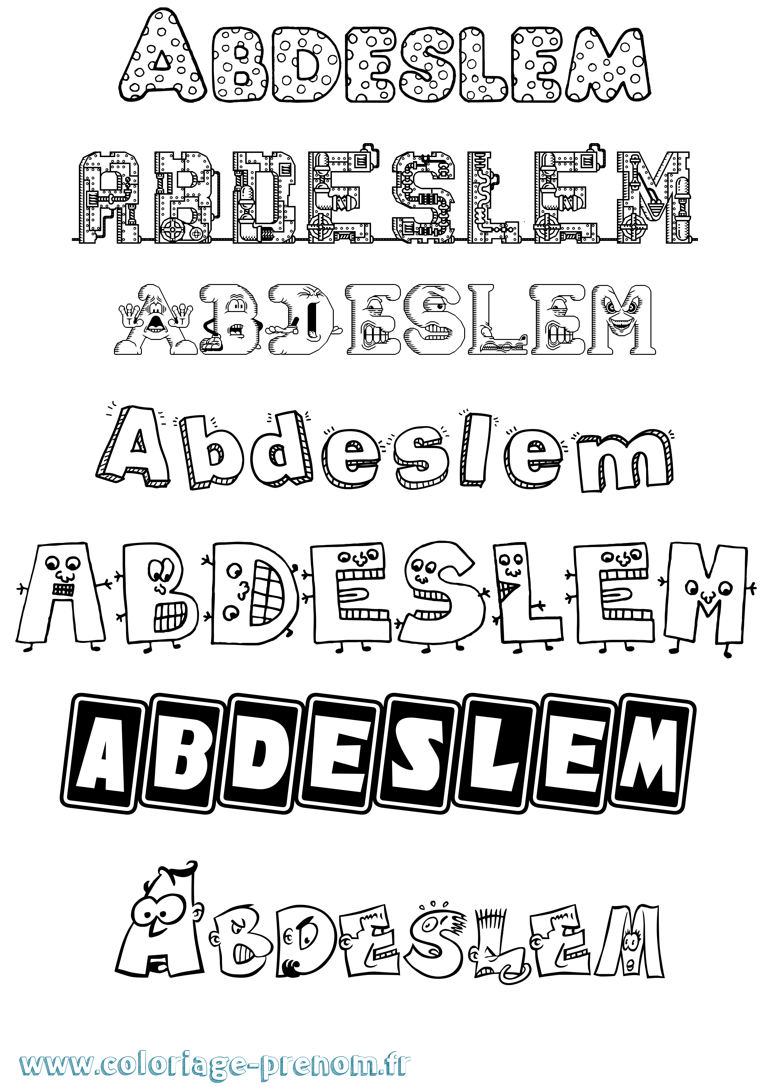 Coloriage prénom Abdeslem Fun