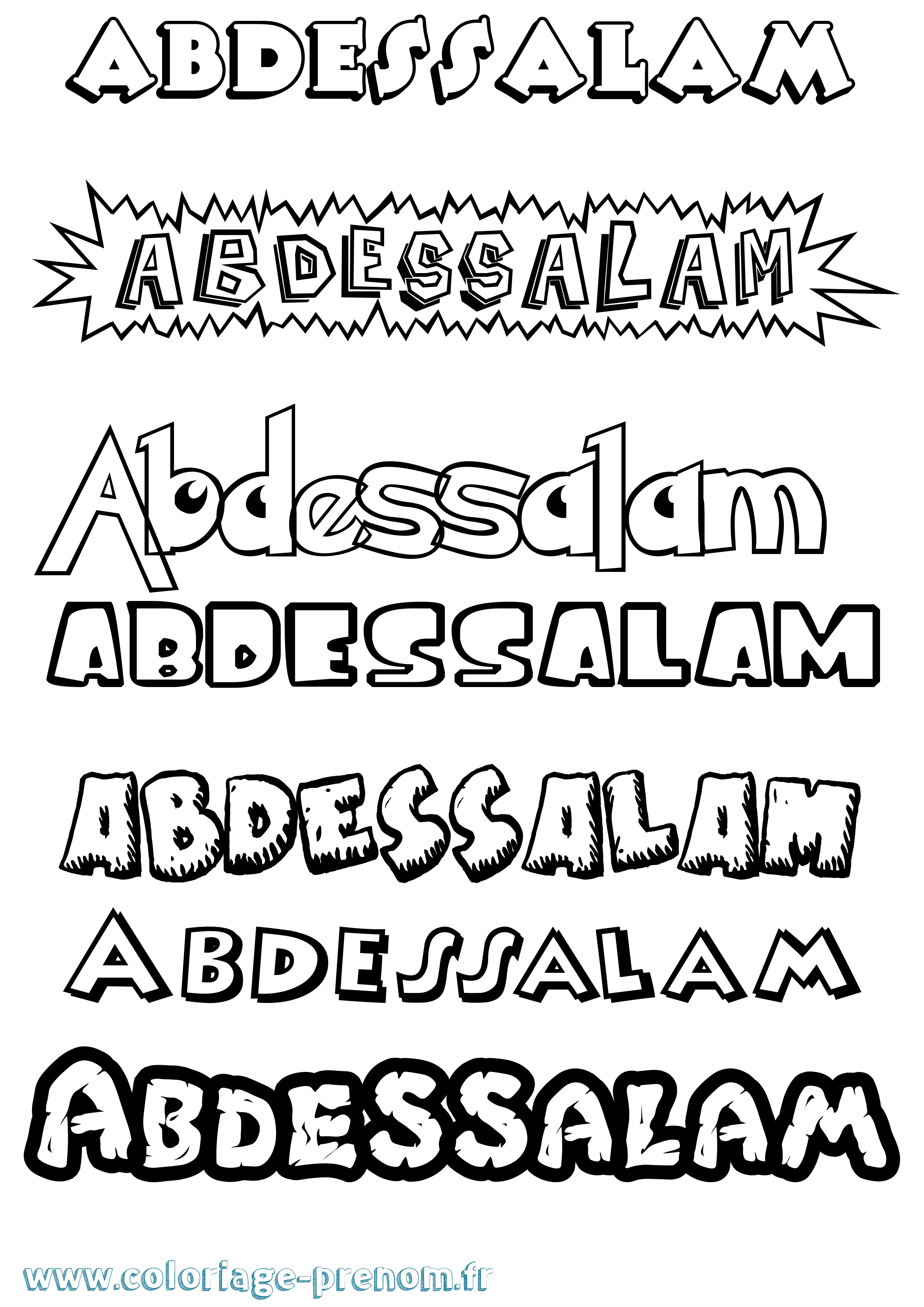Coloriage prénom Abdessalam Dessin Animé