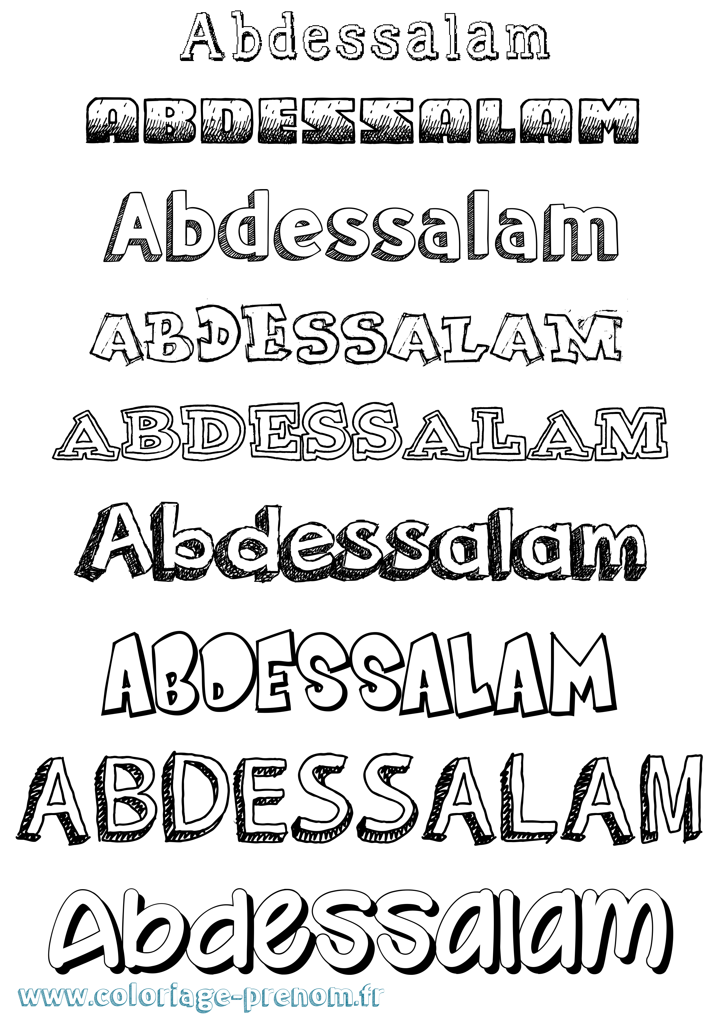 Coloriage prénom Abdessalam Dessiné