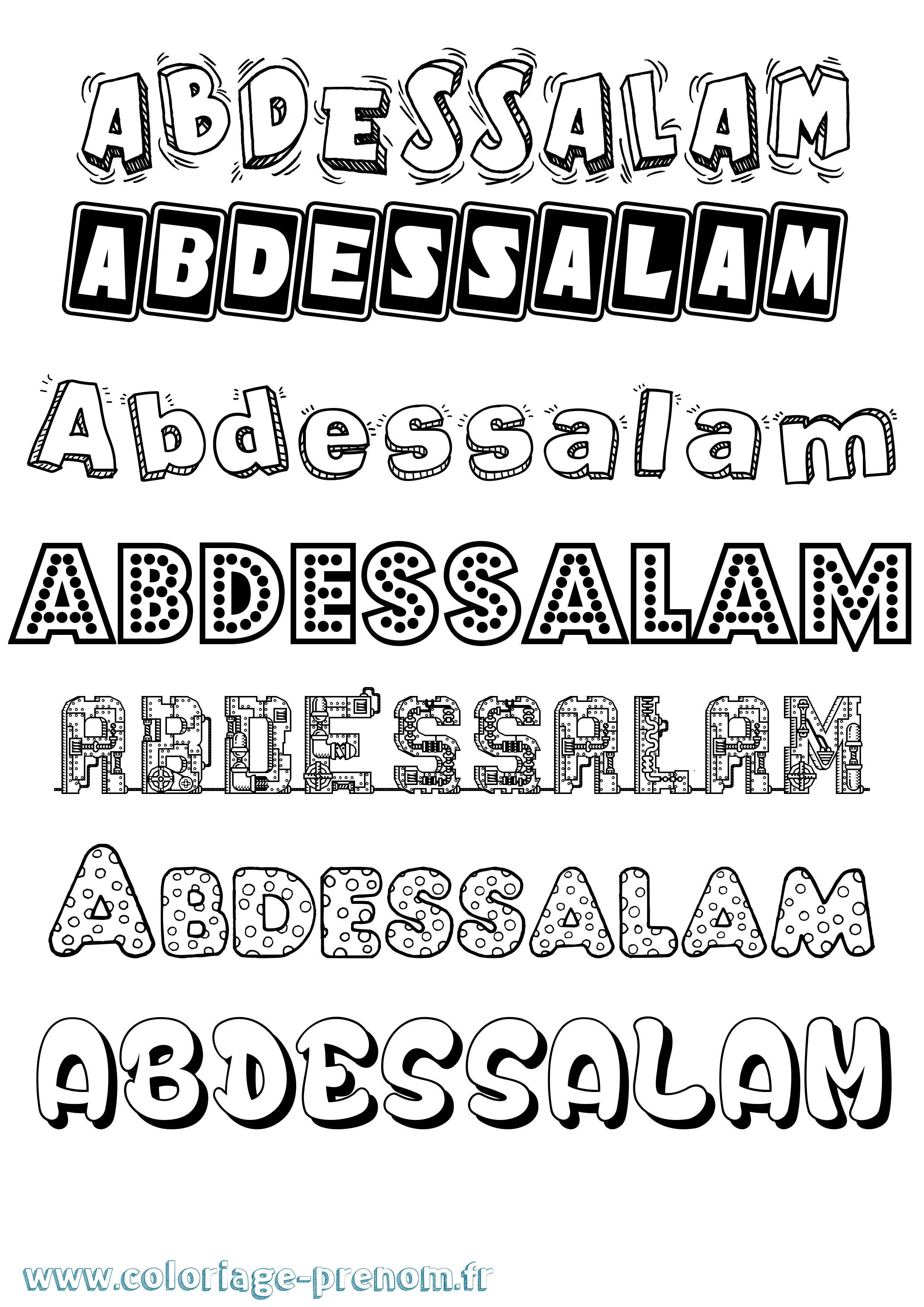 Coloriage prénom Abdessalam Fun