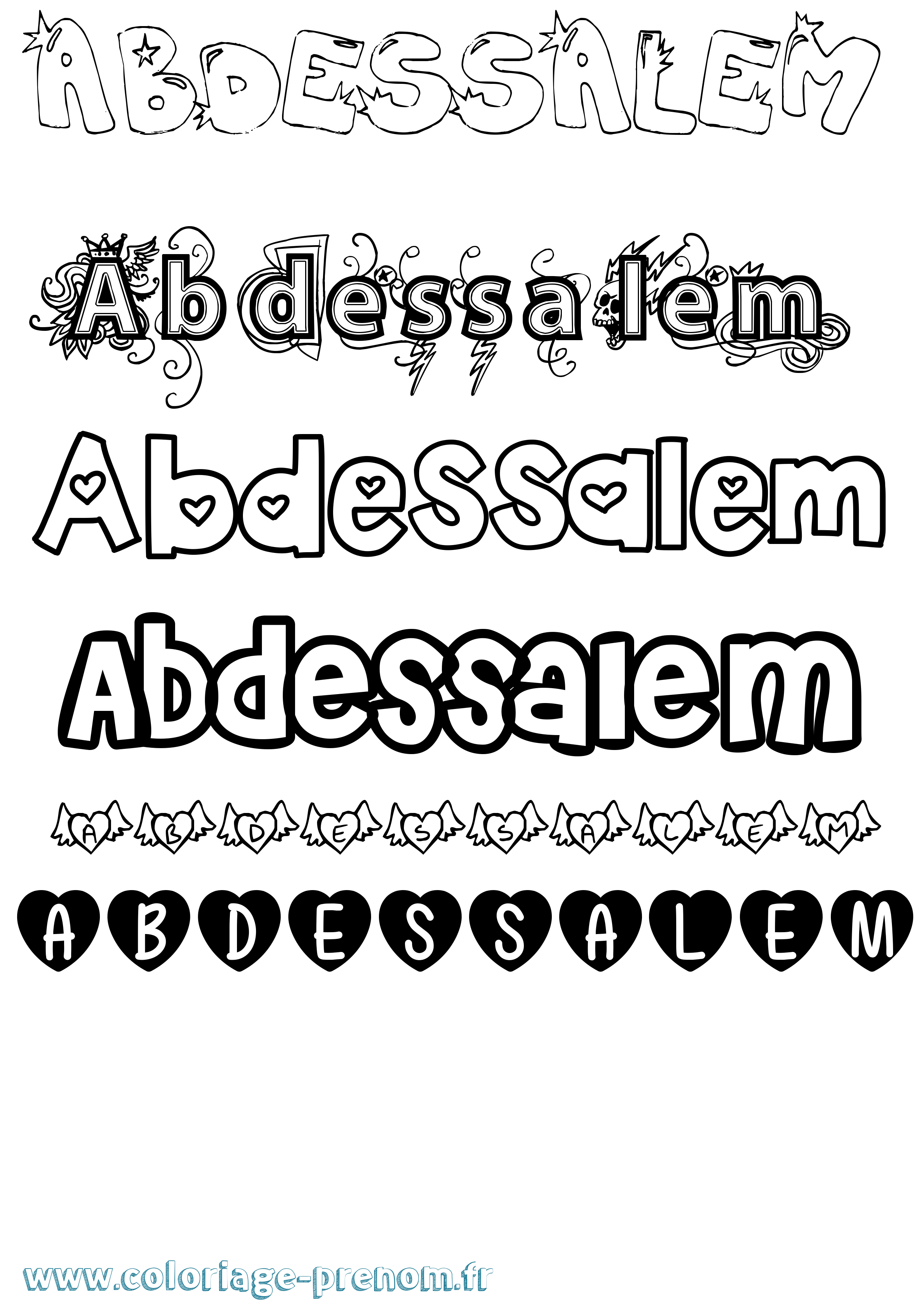Coloriage prénom Abdessalem Girly