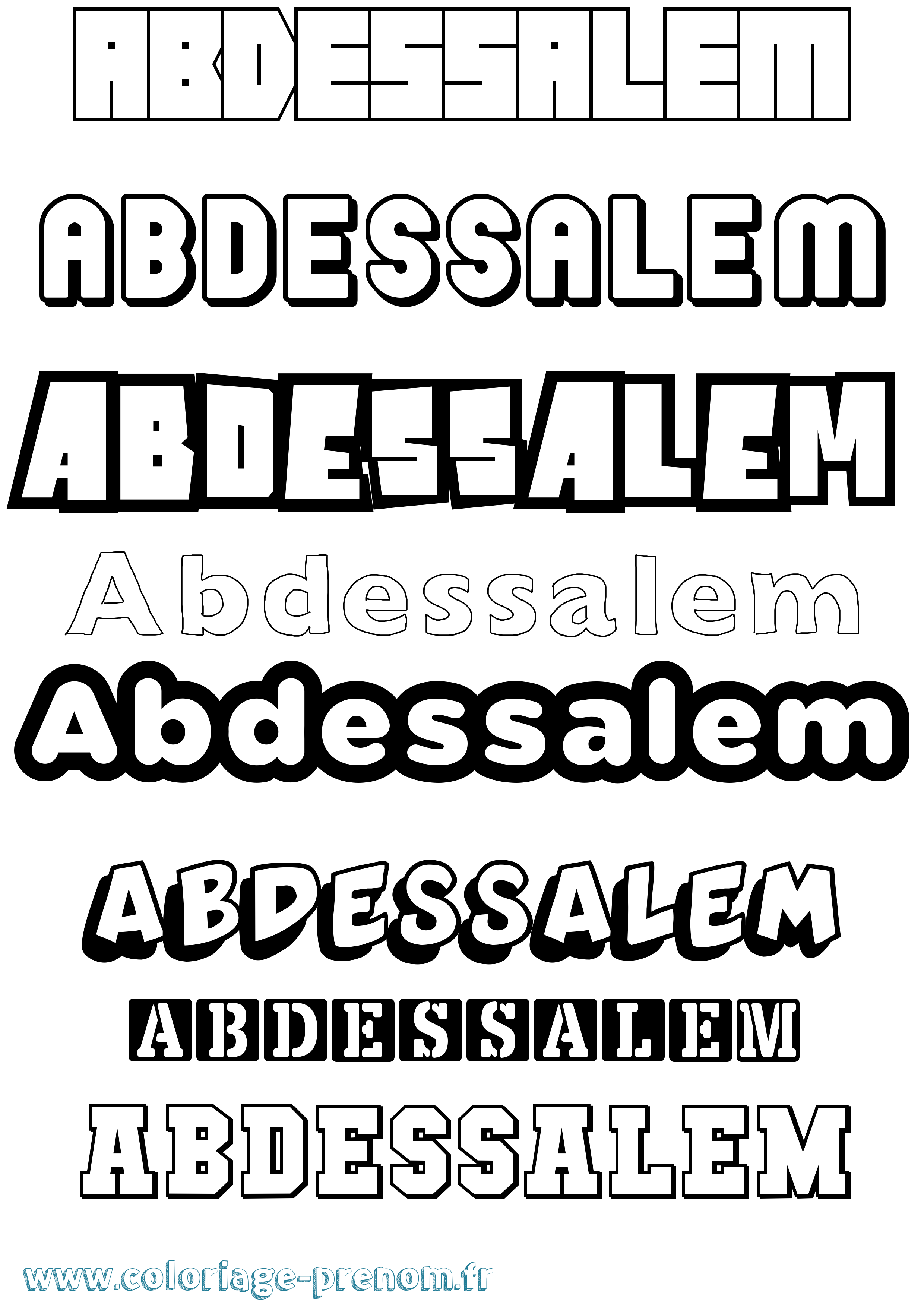 Coloriage prénom Abdessalem Simple