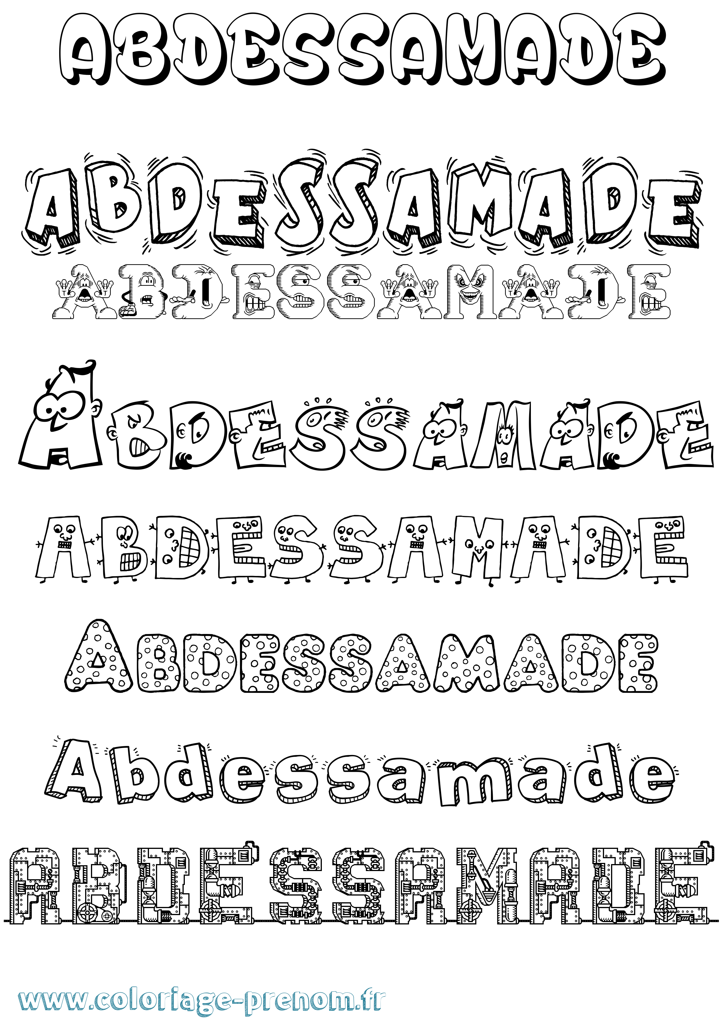 Coloriage prénom Abdessamade Fun