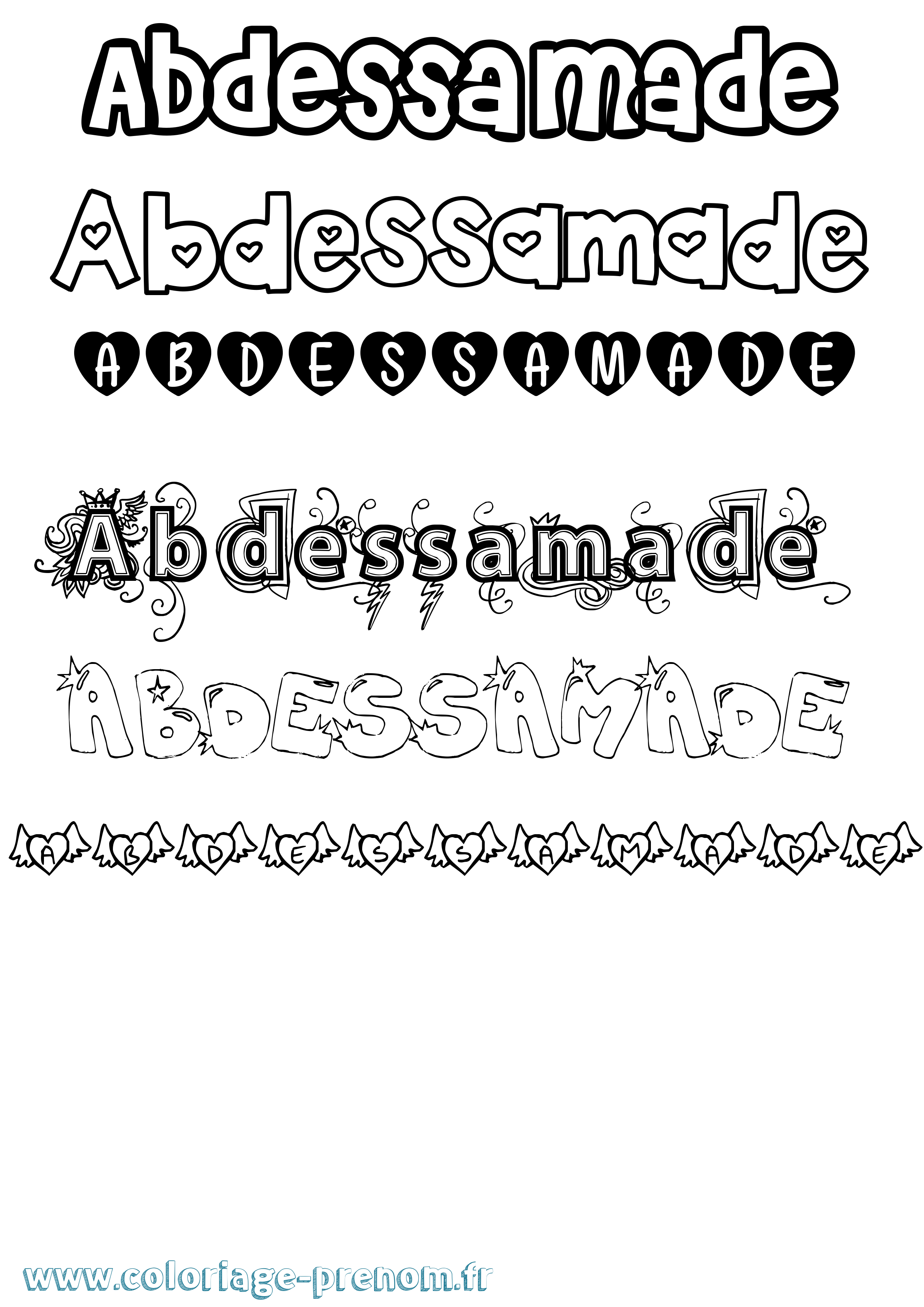 Coloriage prénom Abdessamade Girly