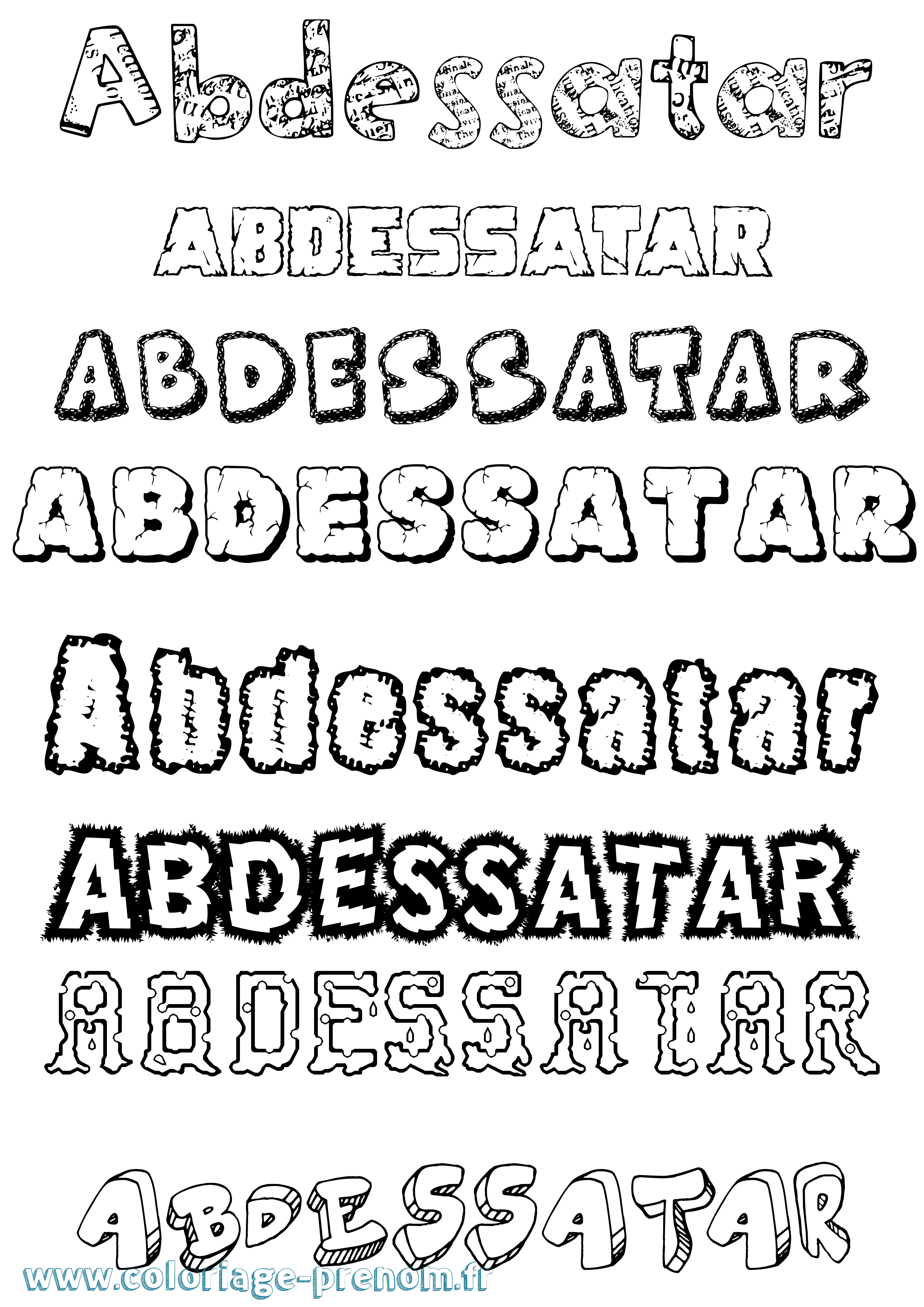 Coloriage prénom Abdessatar Destructuré