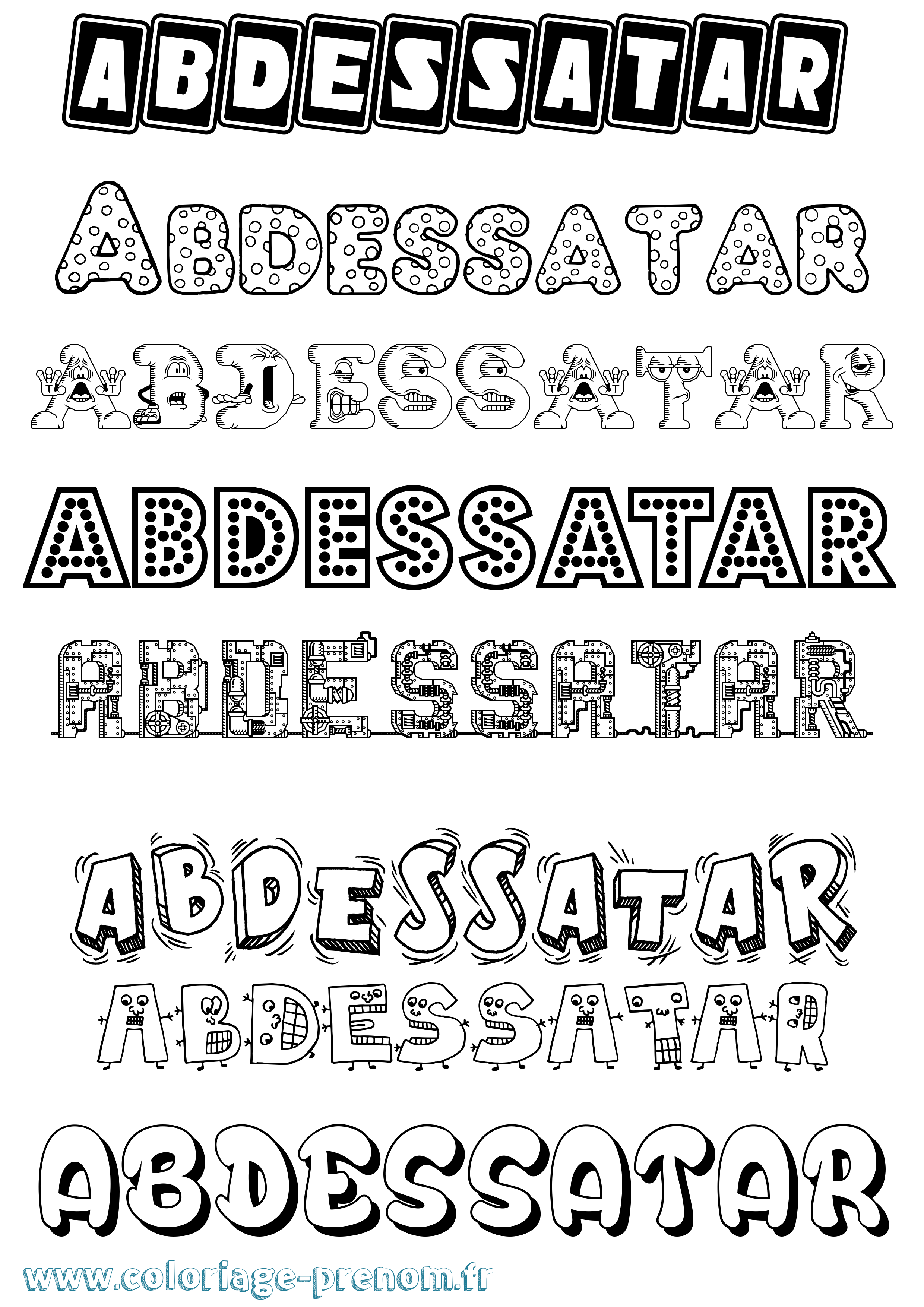 Coloriage prénom Abdessatar Fun