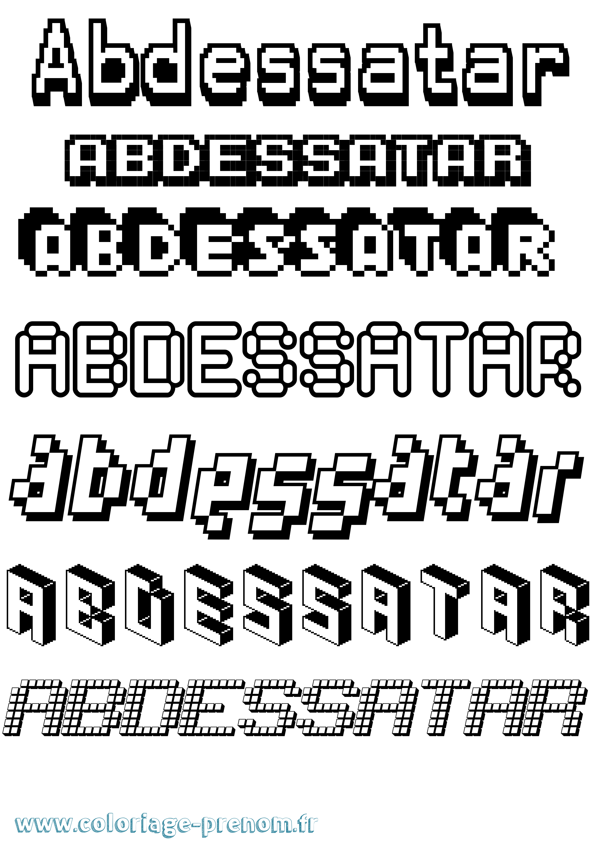 Coloriage prénom Abdessatar Pixel