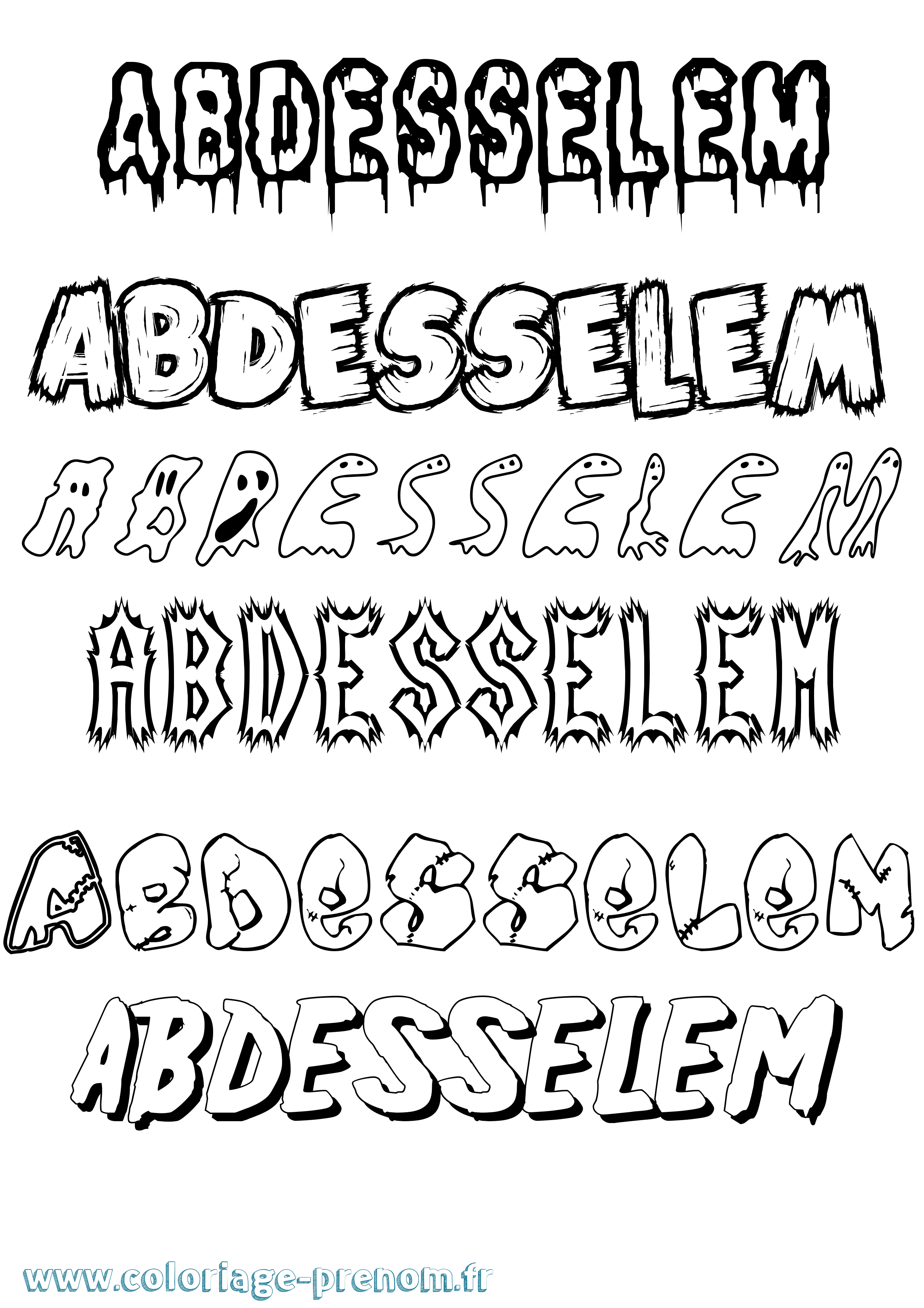 Coloriage prénom Abdesselem Frisson