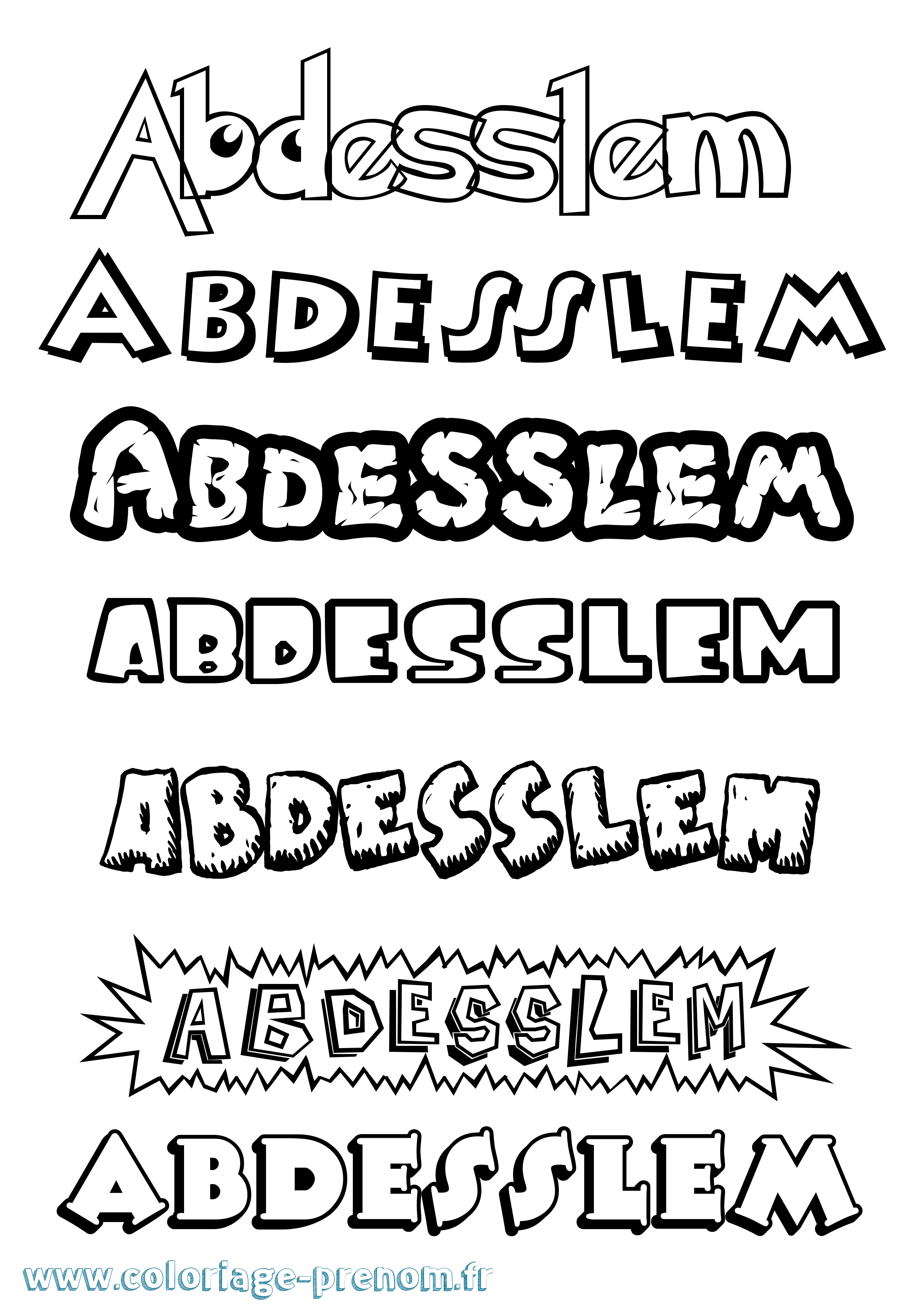 Coloriage prénom Abdesslem Dessin Animé