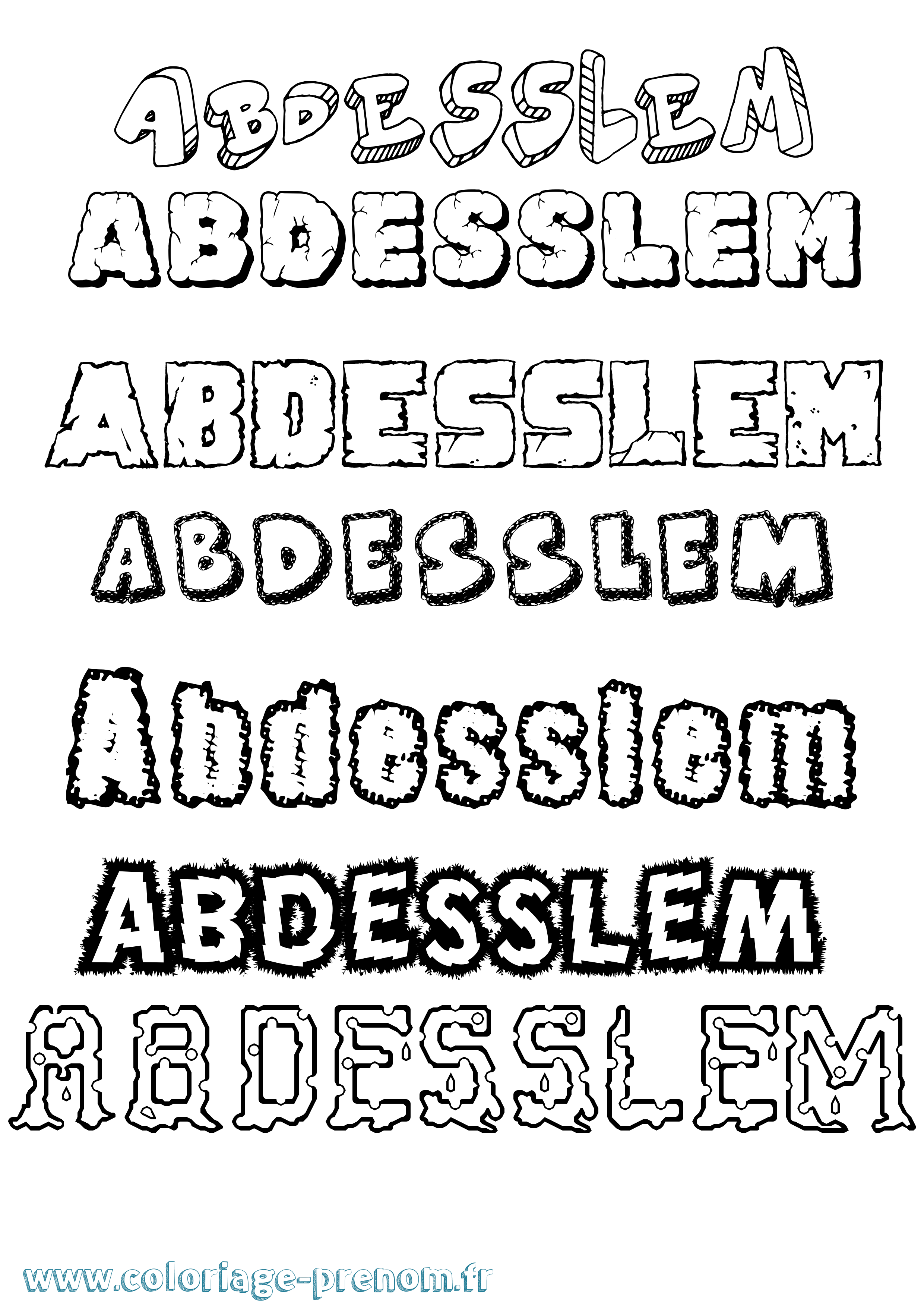 Coloriage prénom Abdesslem Destructuré