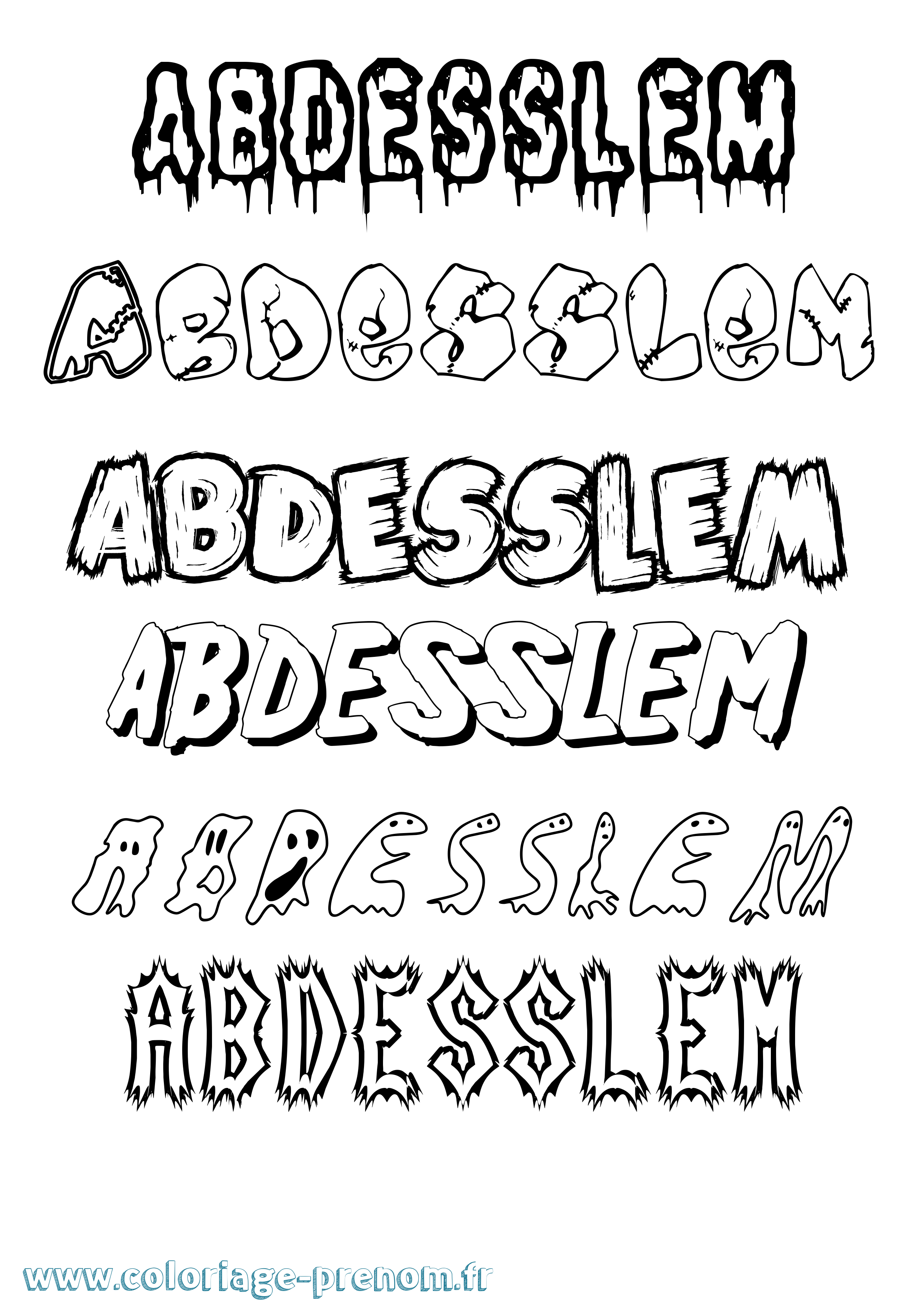 Coloriage prénom Abdesslem Frisson