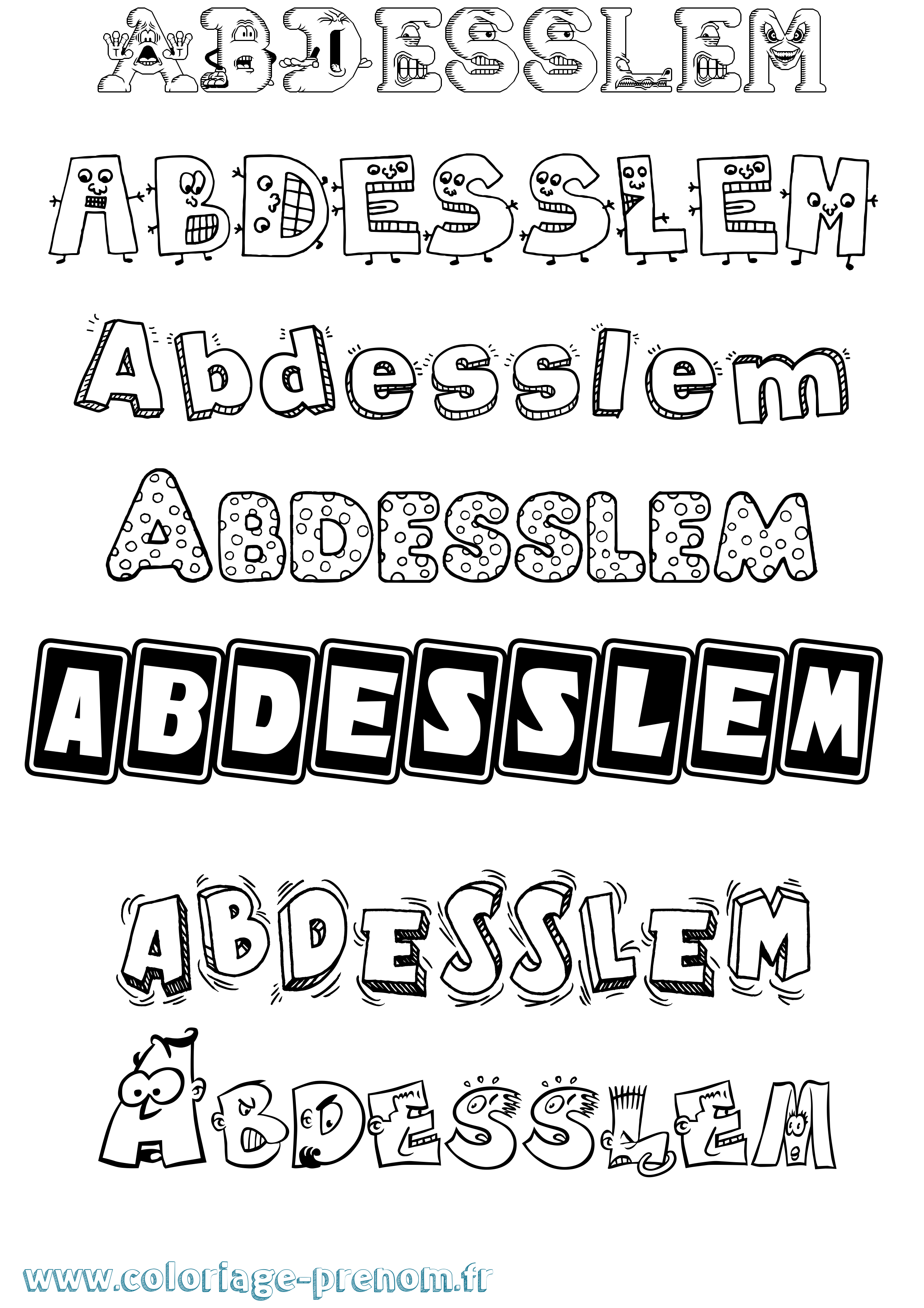 Coloriage prénom Abdesslem Fun