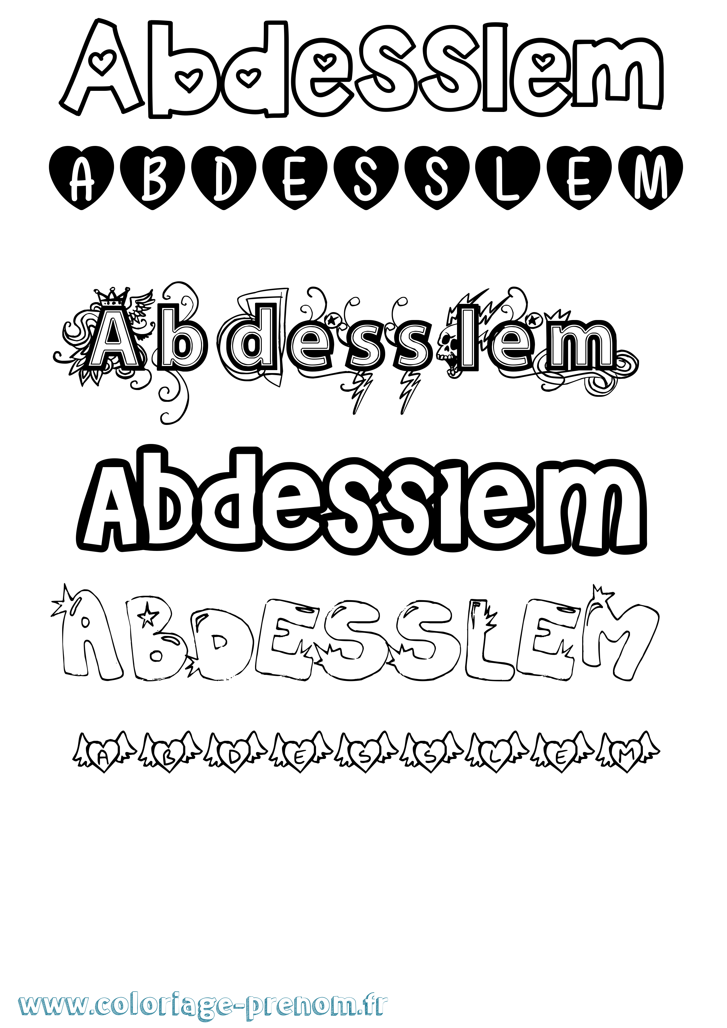 Coloriage prénom Abdesslem Girly