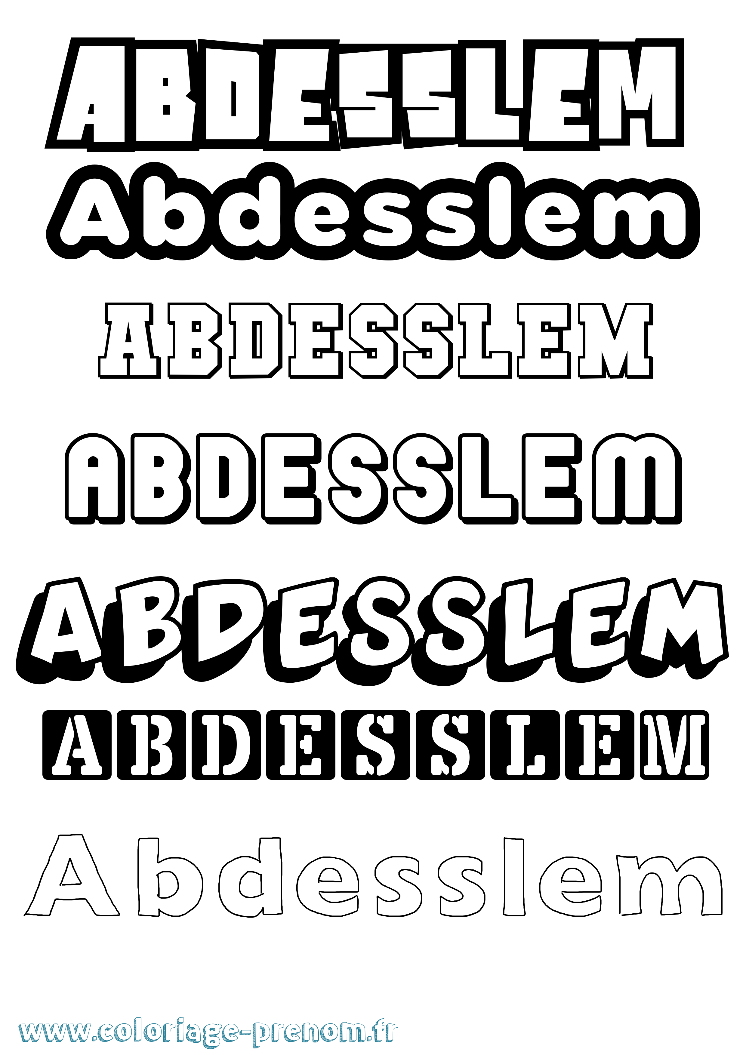 Coloriage prénom Abdesslem Simple