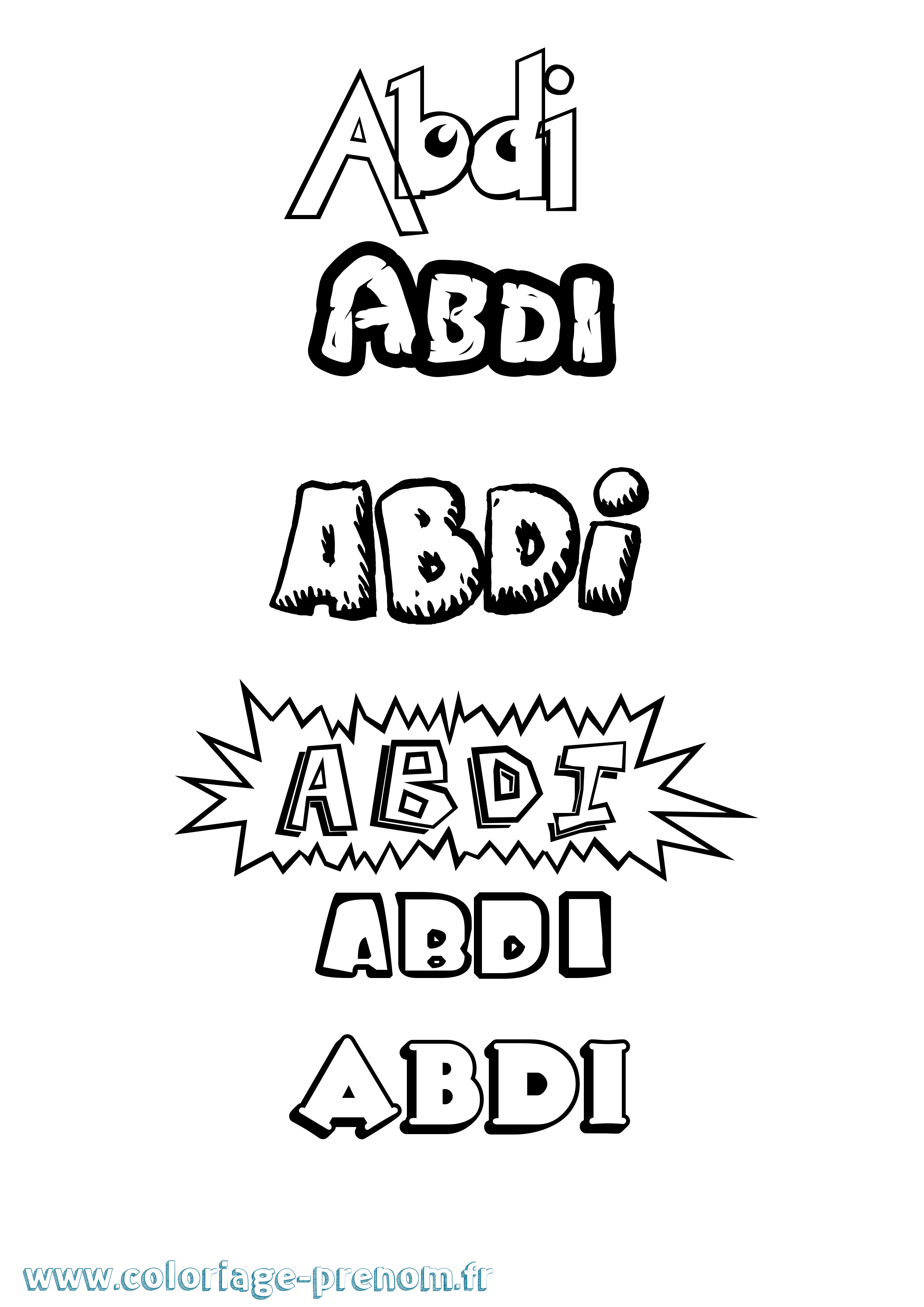 Coloriage prénom Abdi Dessin Animé