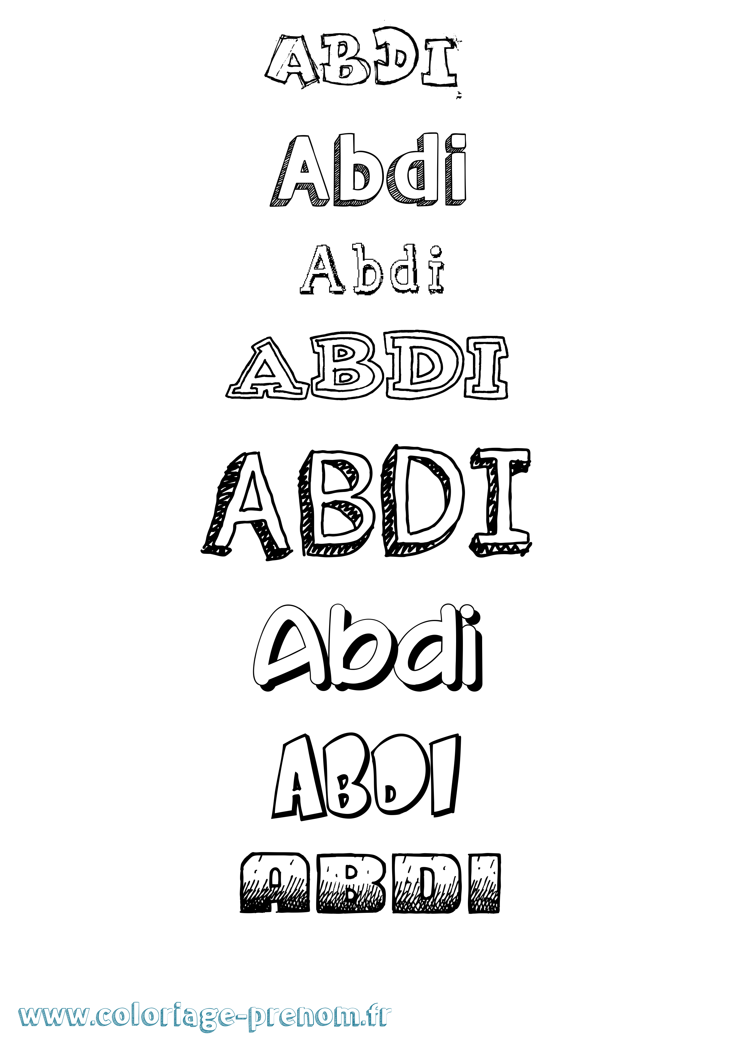 Coloriage prénom Abdi Dessiné