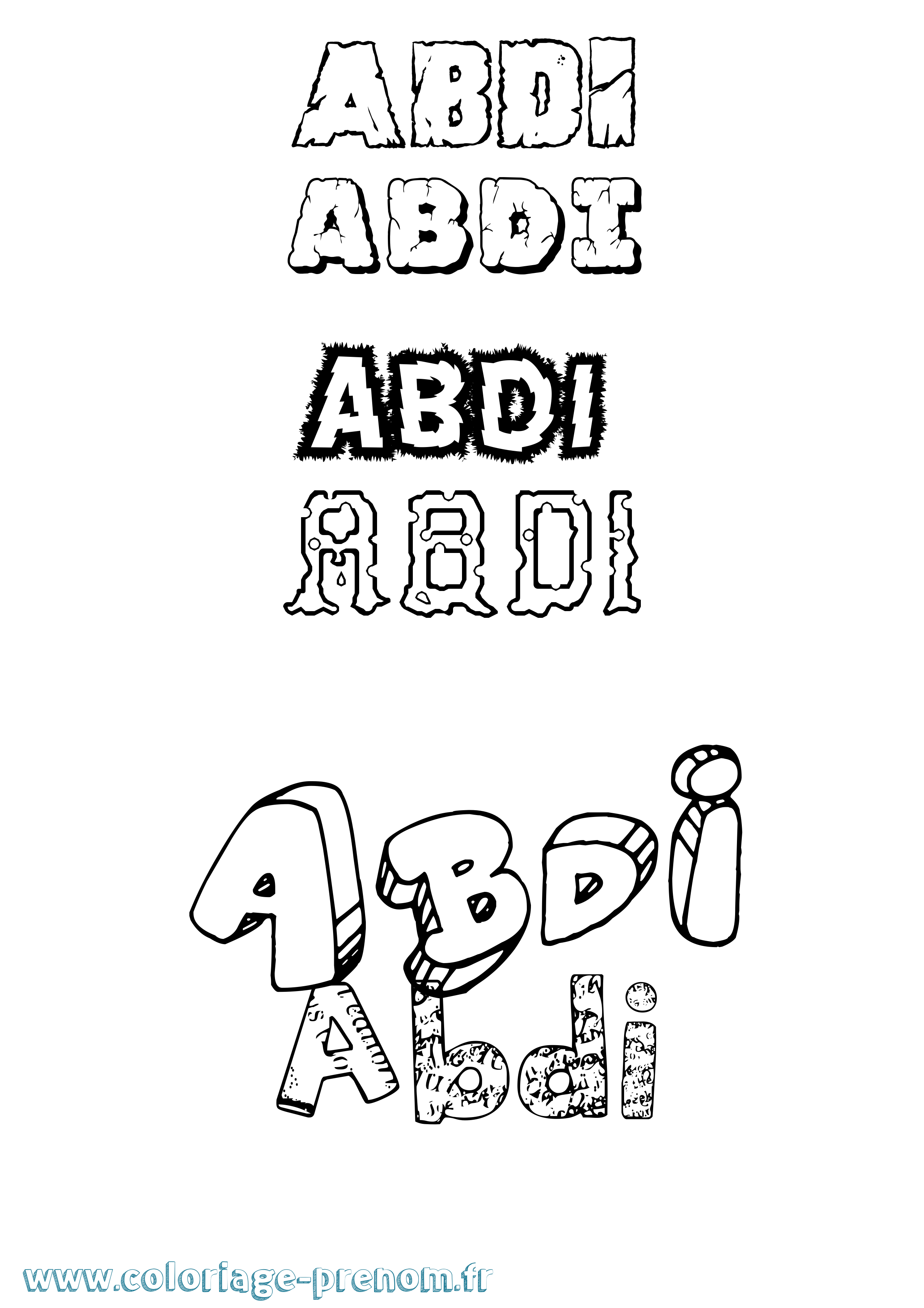 Coloriage prénom Abdi Destructuré
