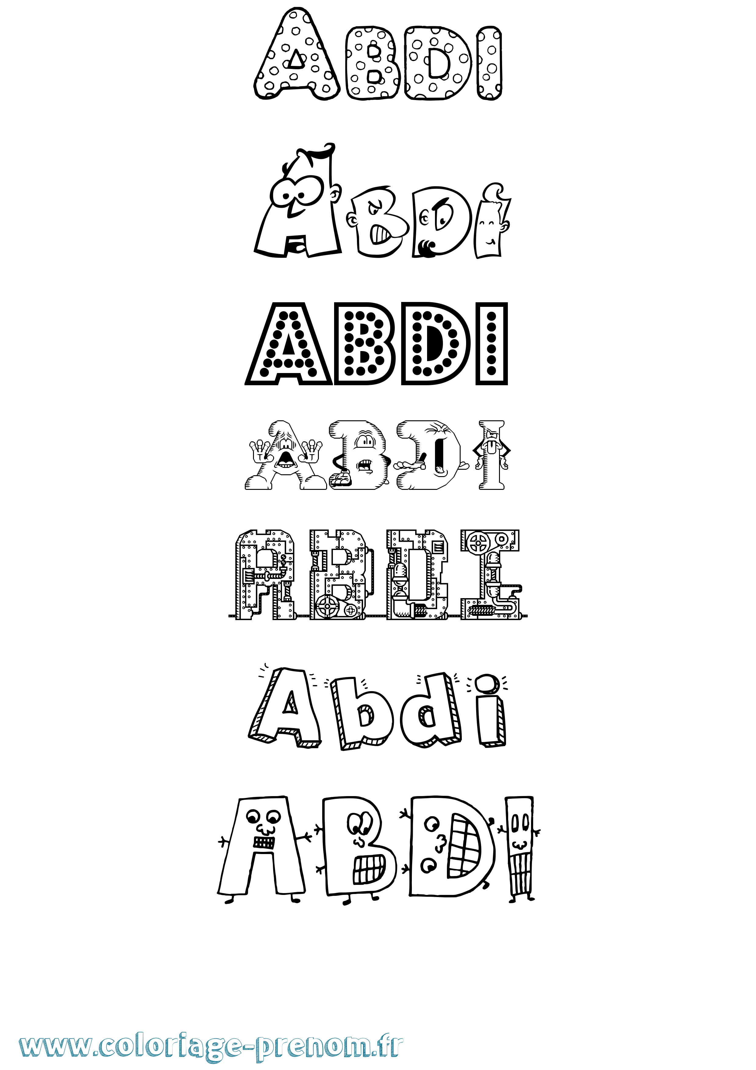 Coloriage prénom Abdi Fun
