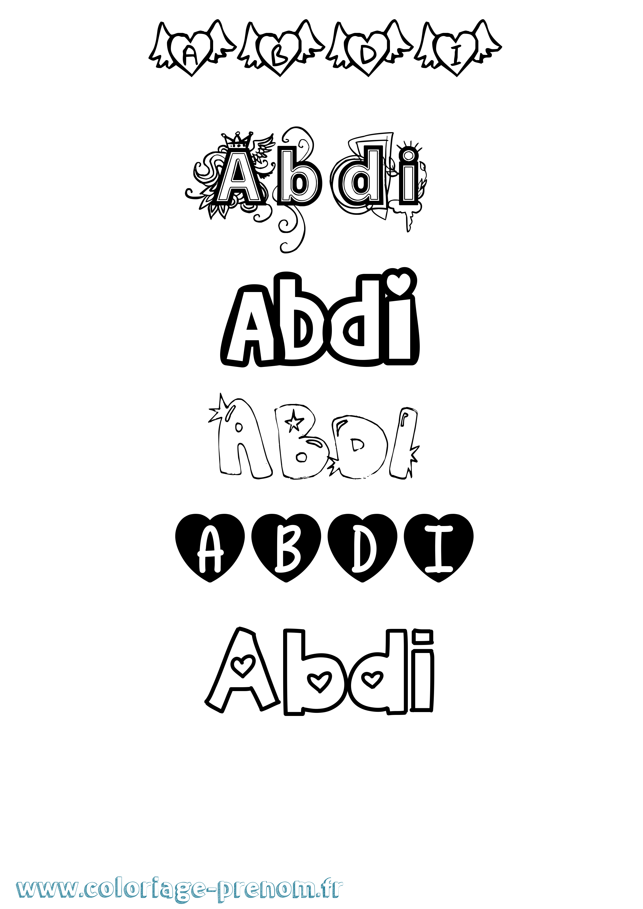 Coloriage prénom Abdi Girly