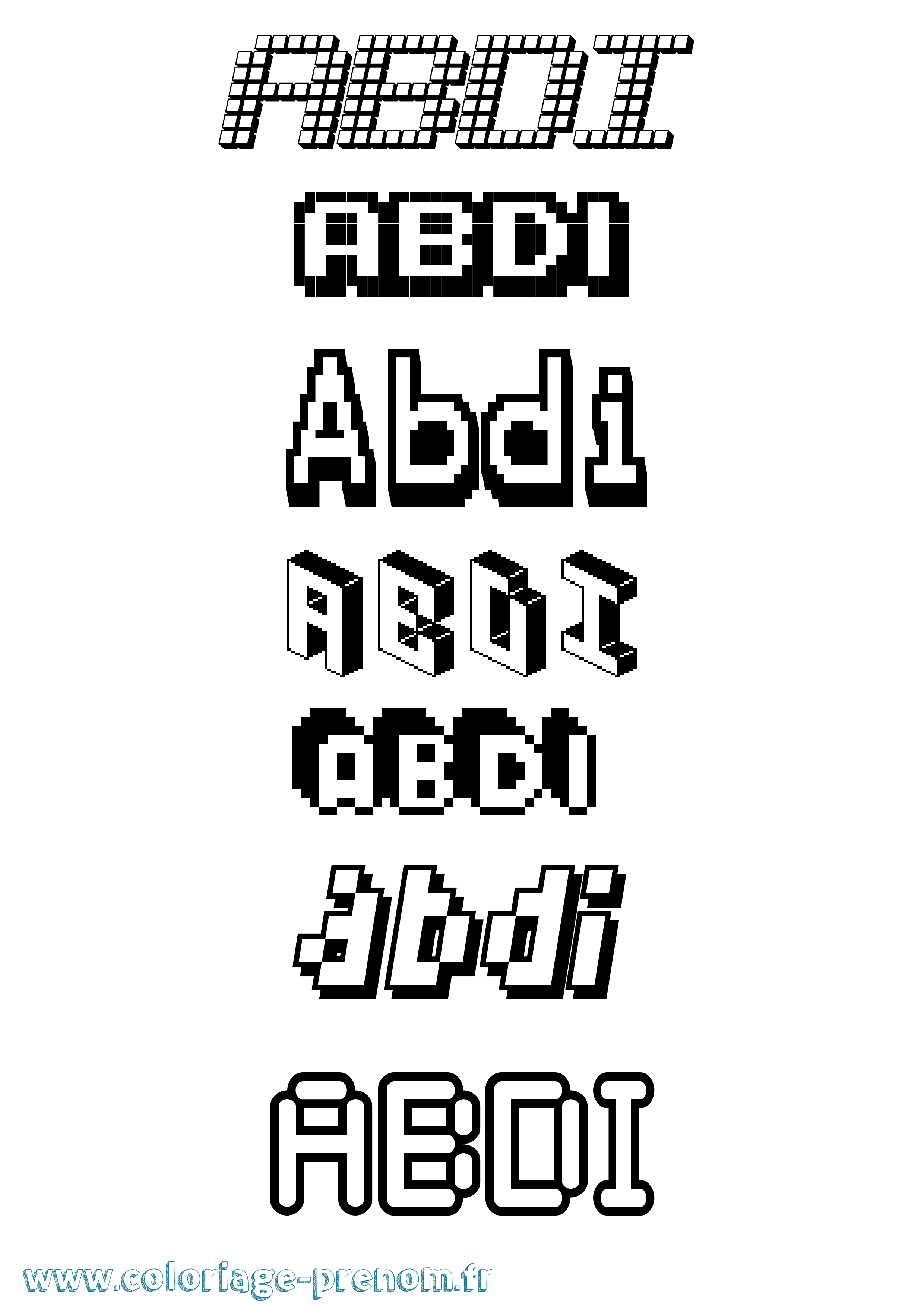 Coloriage prénom Abdi Pixel