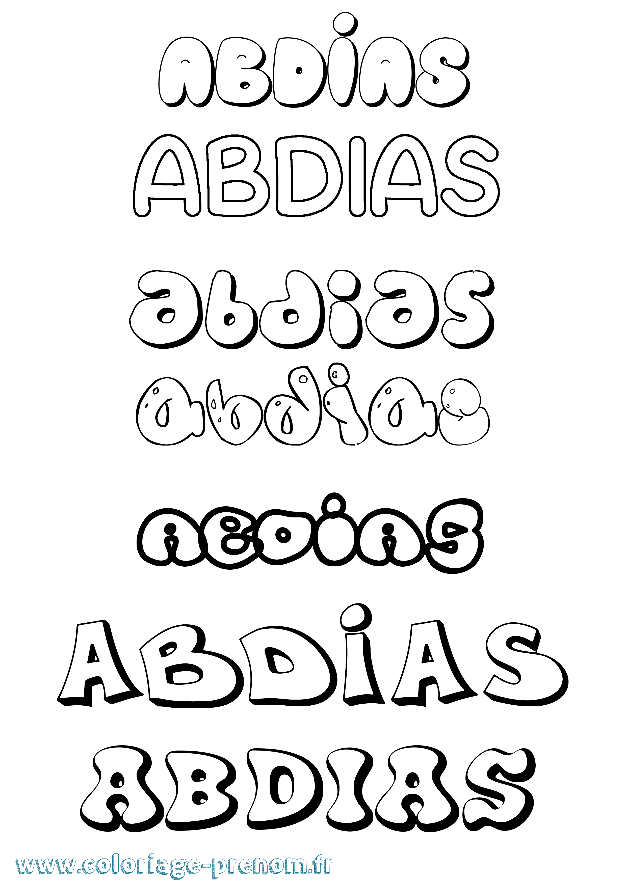 Coloriage prénom Abdias Bubble