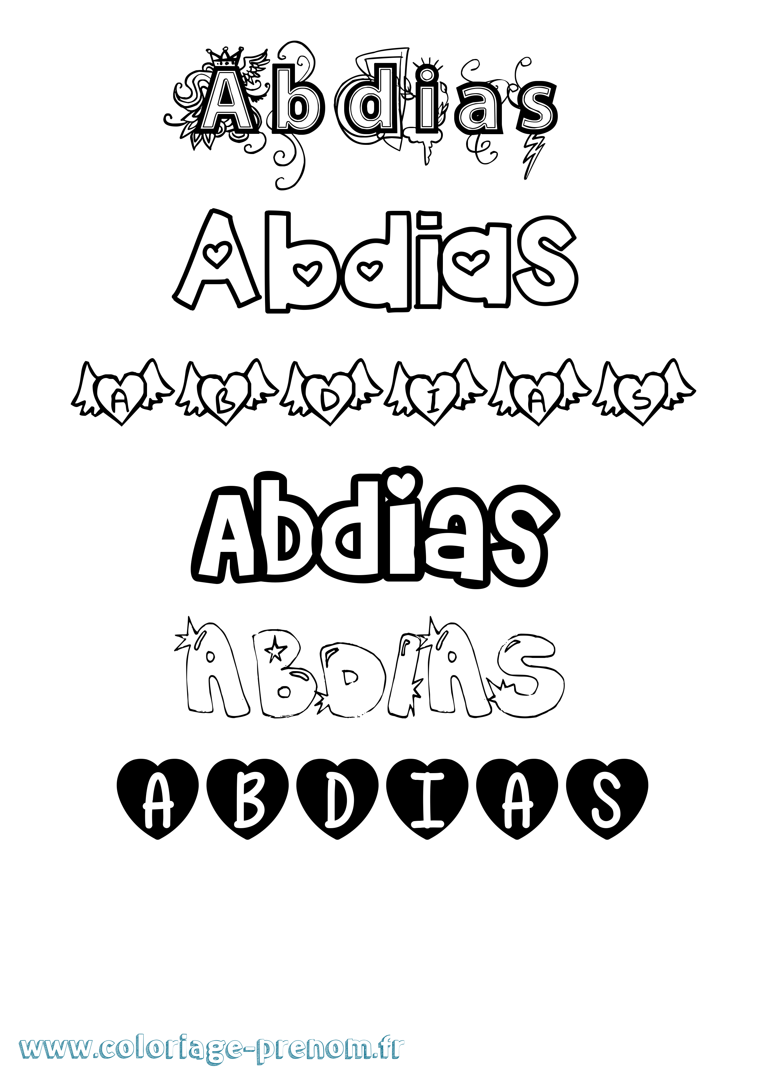 Coloriage prénom Abdias Girly