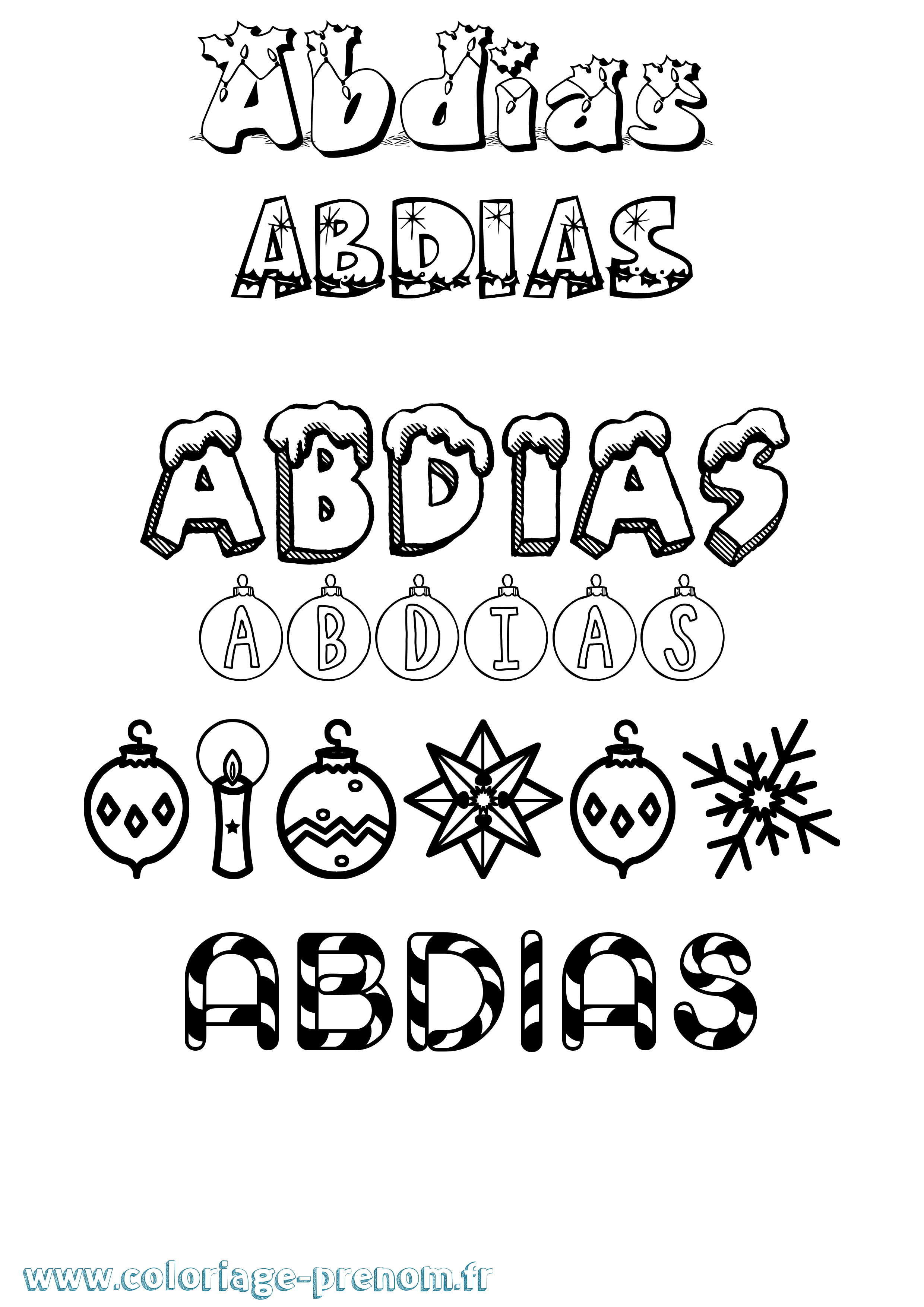 Coloriage prénom Abdias Noël