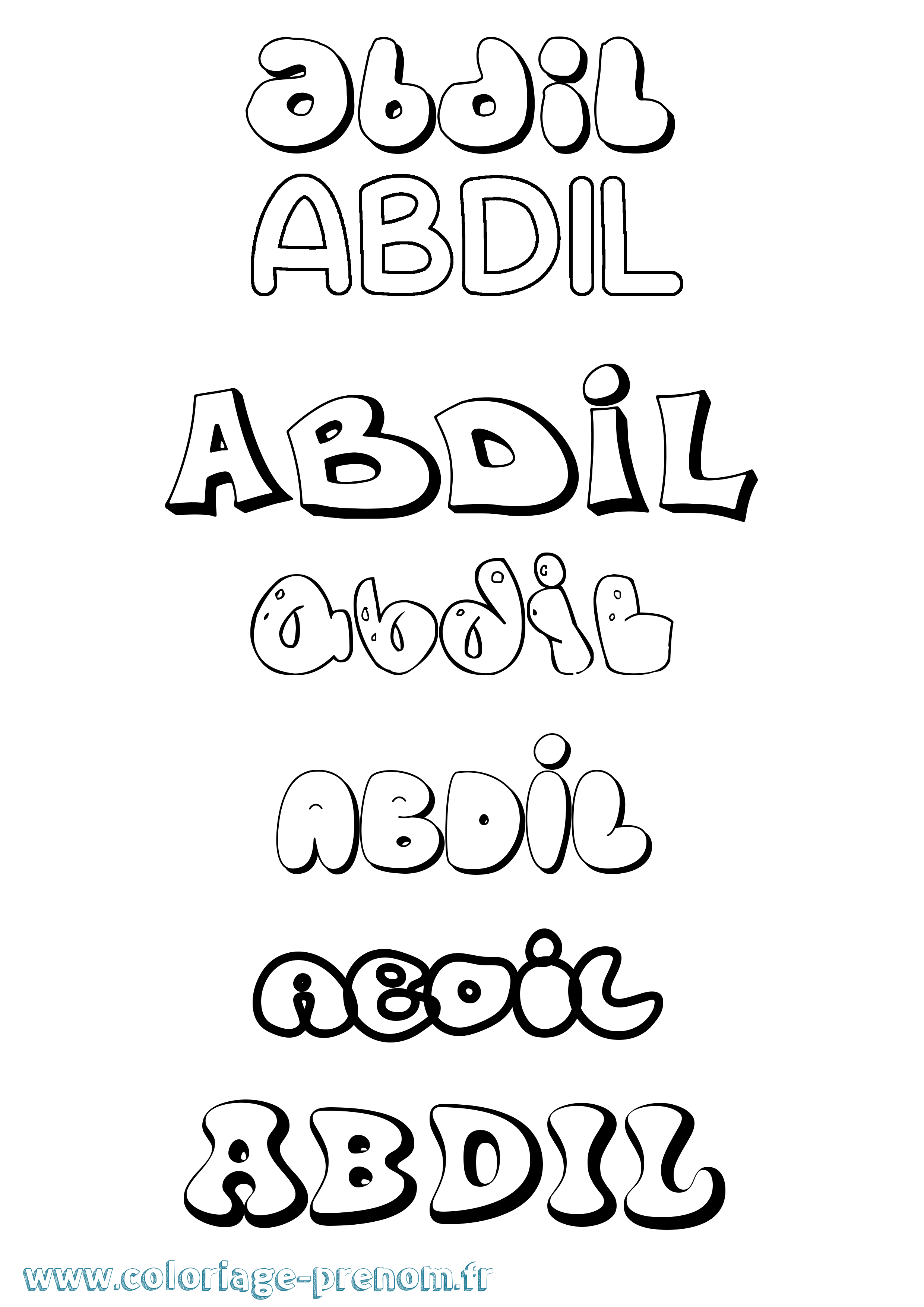 Coloriage prénom Abdil Bubble